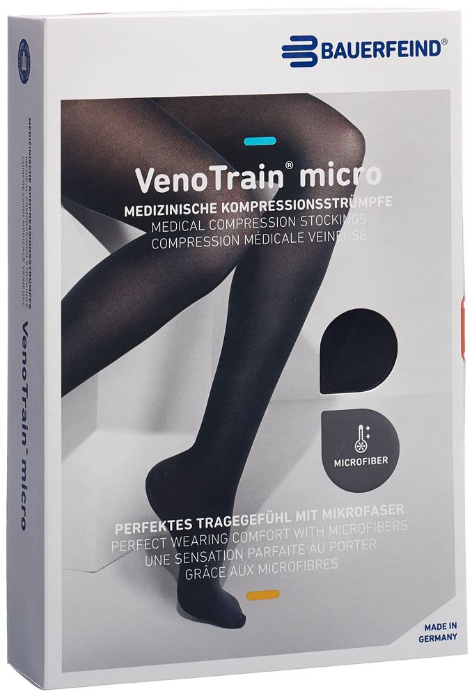 Bauerfeind VenoTrain Micro KKL2 ATU M normal/long offene Fussspitze schwarz 1 Stk