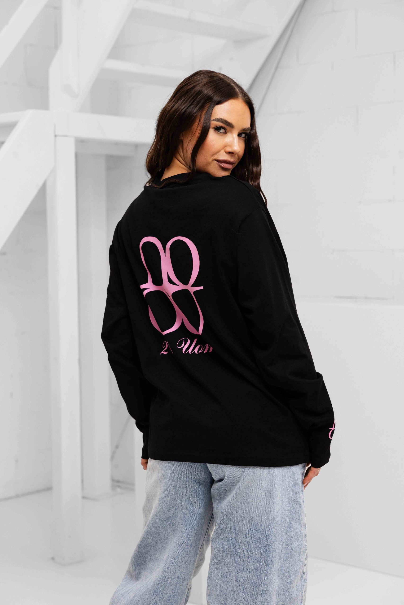 24 Uomo Symbol Longsleeve Shirt Dames Zwart/Roze