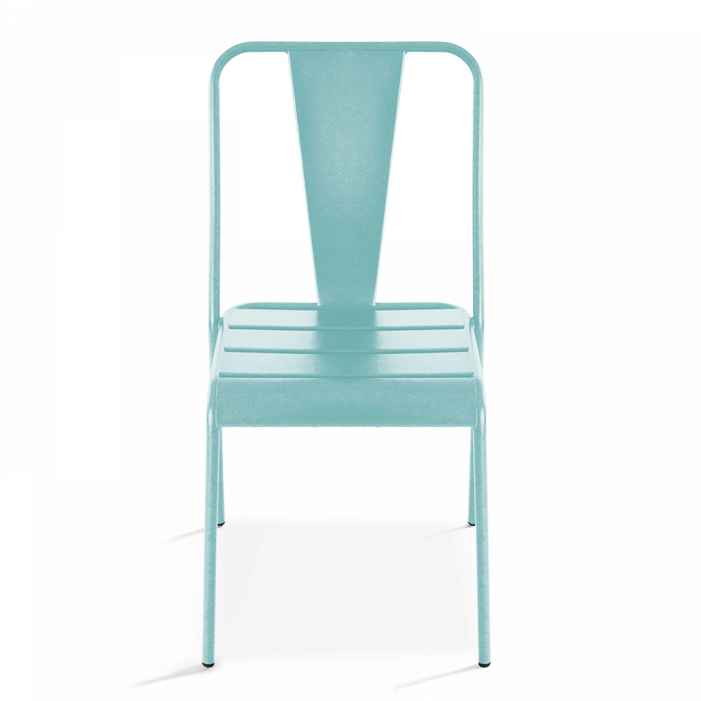 Chaise en métal turquoise