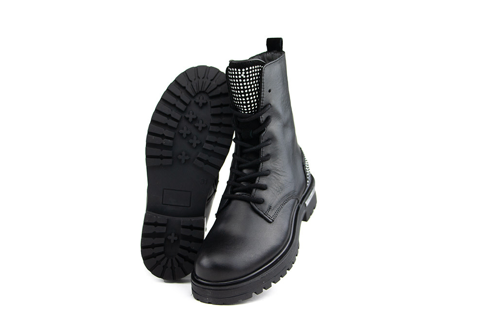 Hip Veterboot Zwart Studs