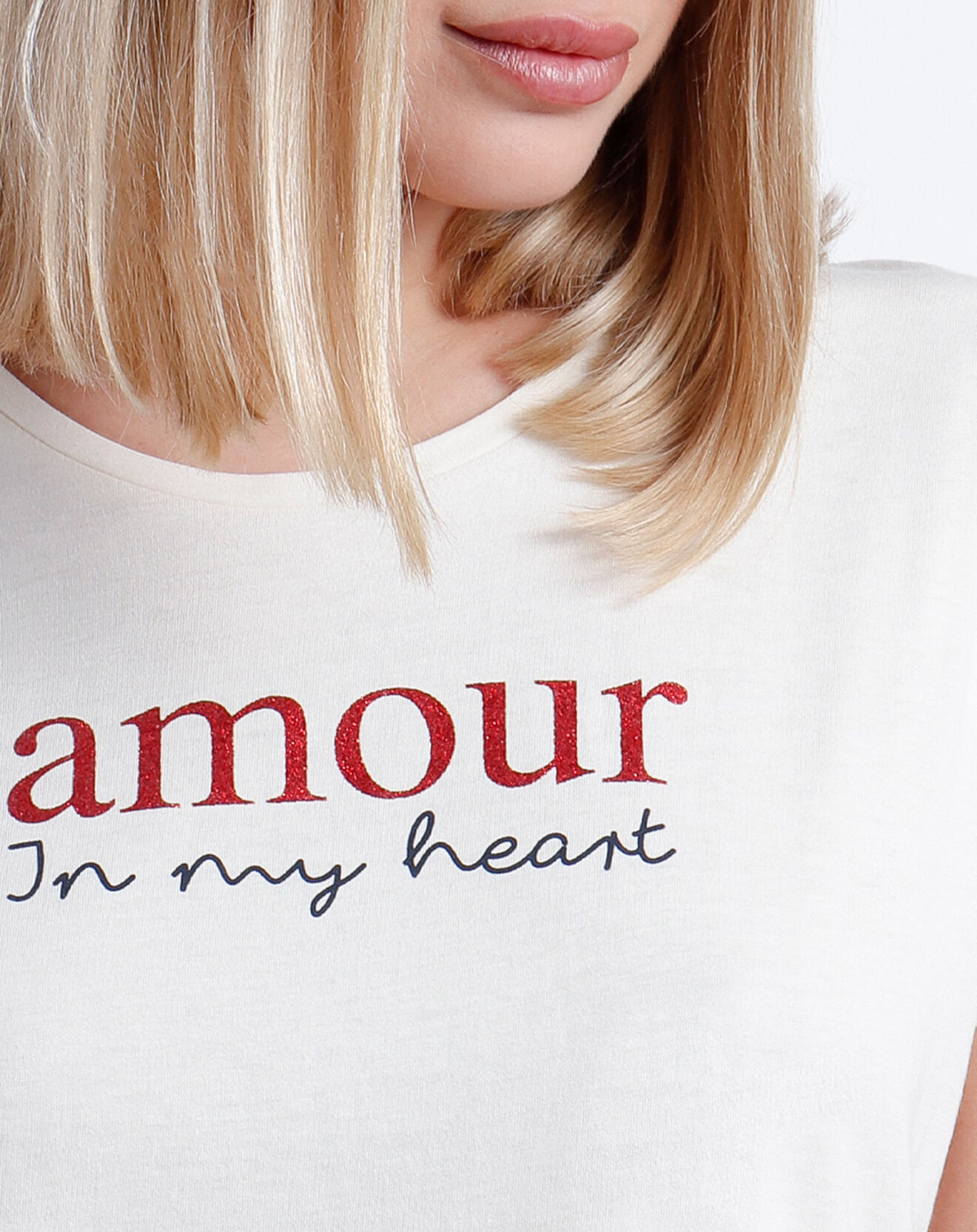 Admas Pyjama T-Shirt & Short Lila blanc/rouge