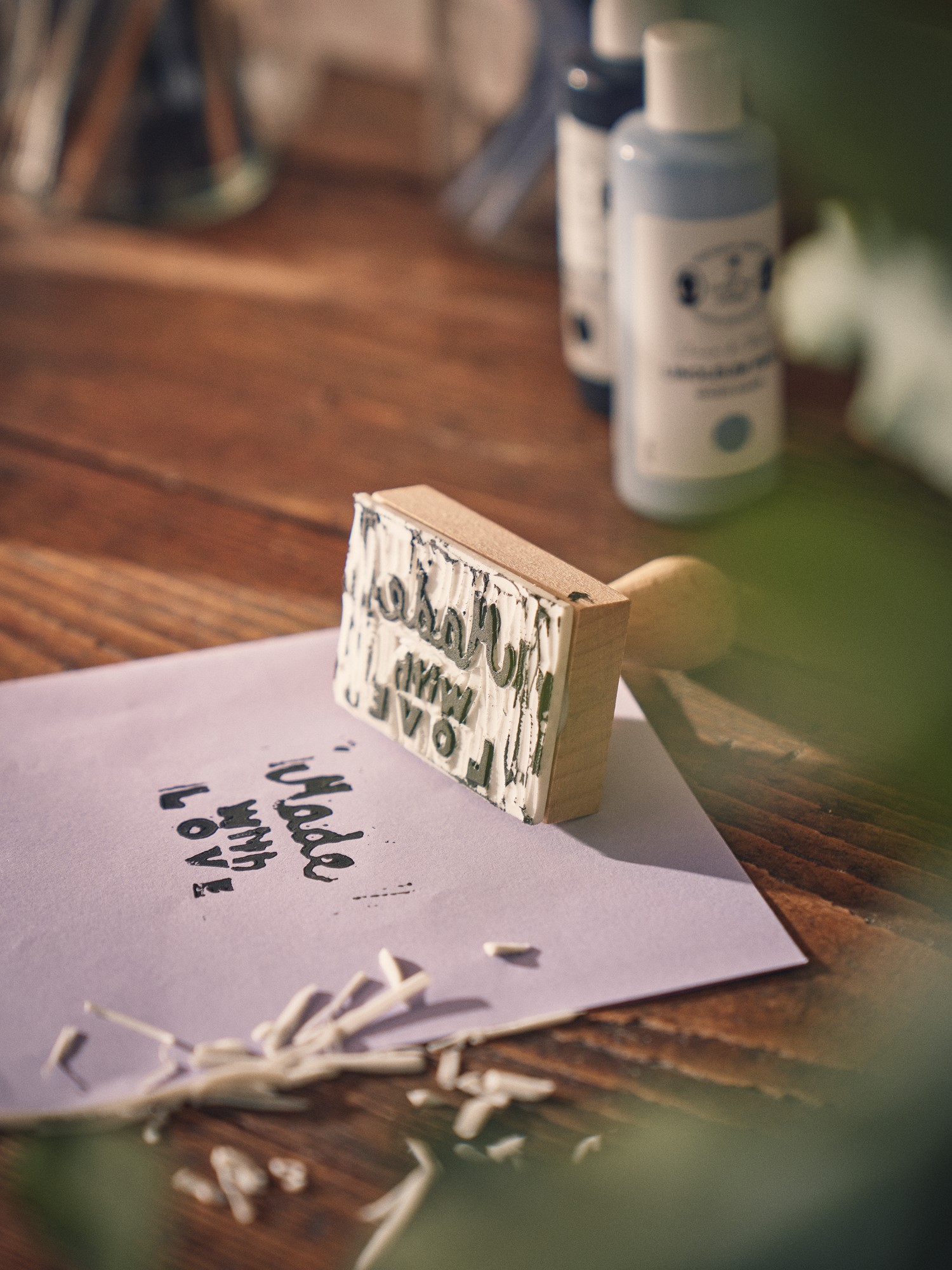 Træstempel med gummi | Bøgetræ/gummi. 6,5 x 4,5 cm.