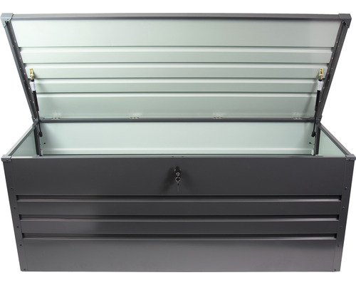 Bellavista Home and Garden opbergbox 600L, 165 x 70 x 62 cm, staal, grijs, deksel met gasveren en afsluitbaar