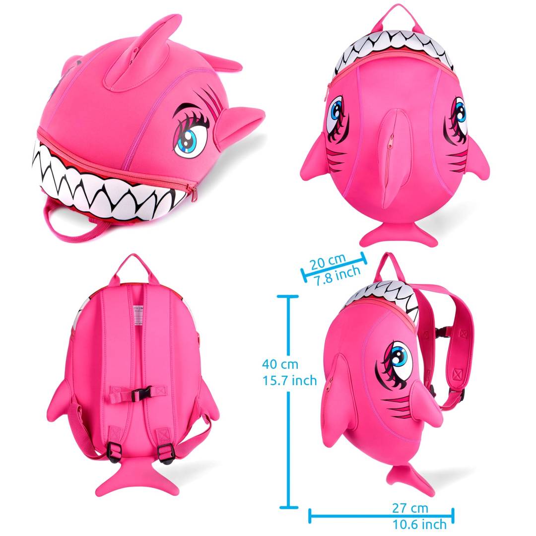 Mochila Infantil | Tubarão Rosa | Segurança Máxima | Aprovada e Certificada