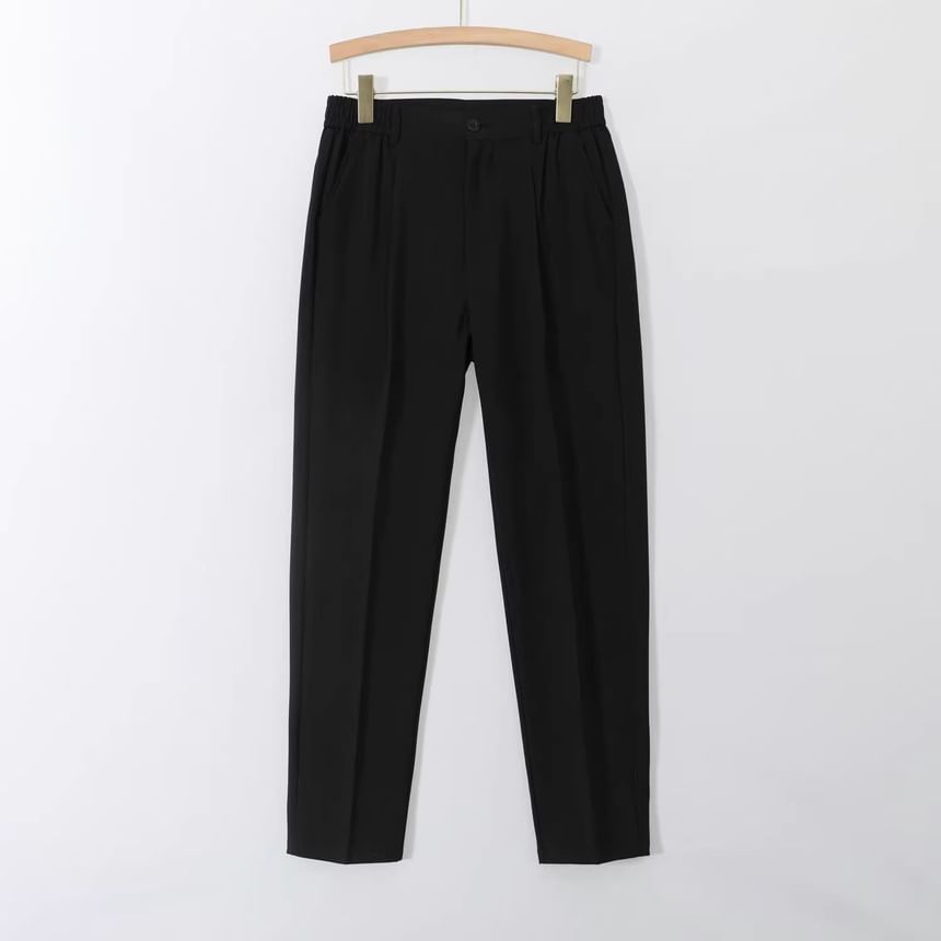 Loansk - Hoge taille effen cropped taps toelopende broek