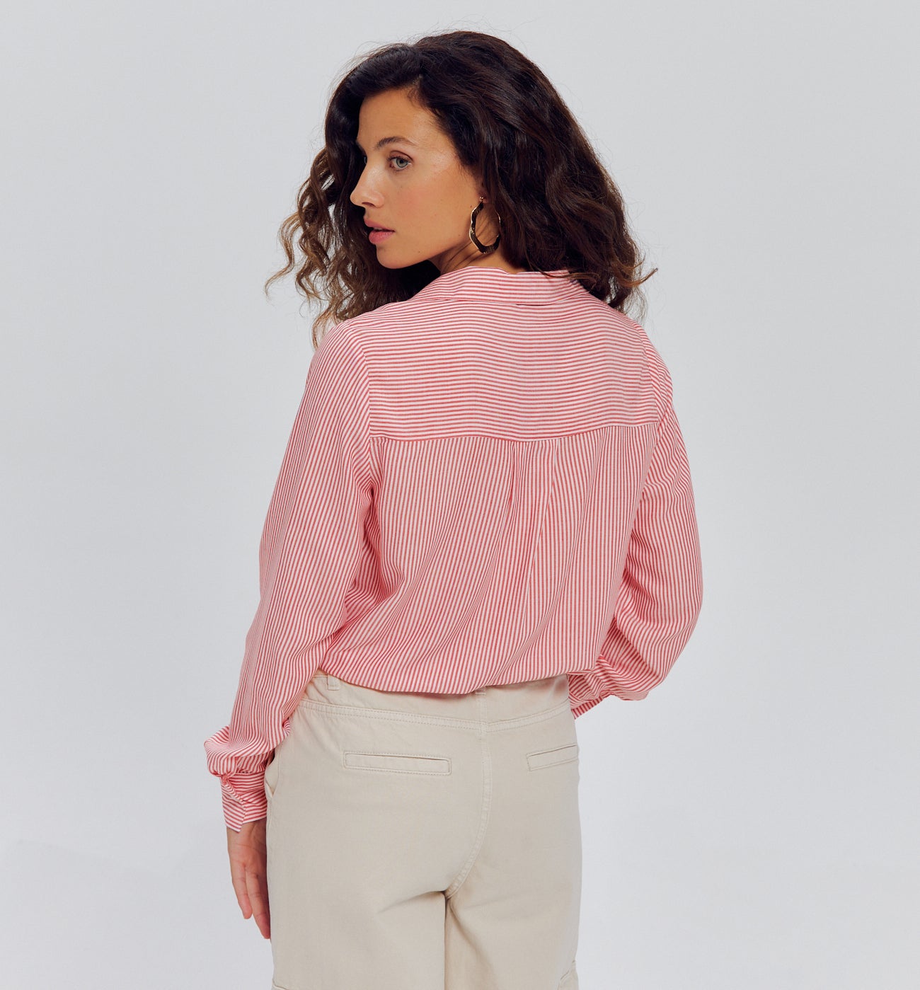 Blouse rayée oversize Femme - Rayé rouge