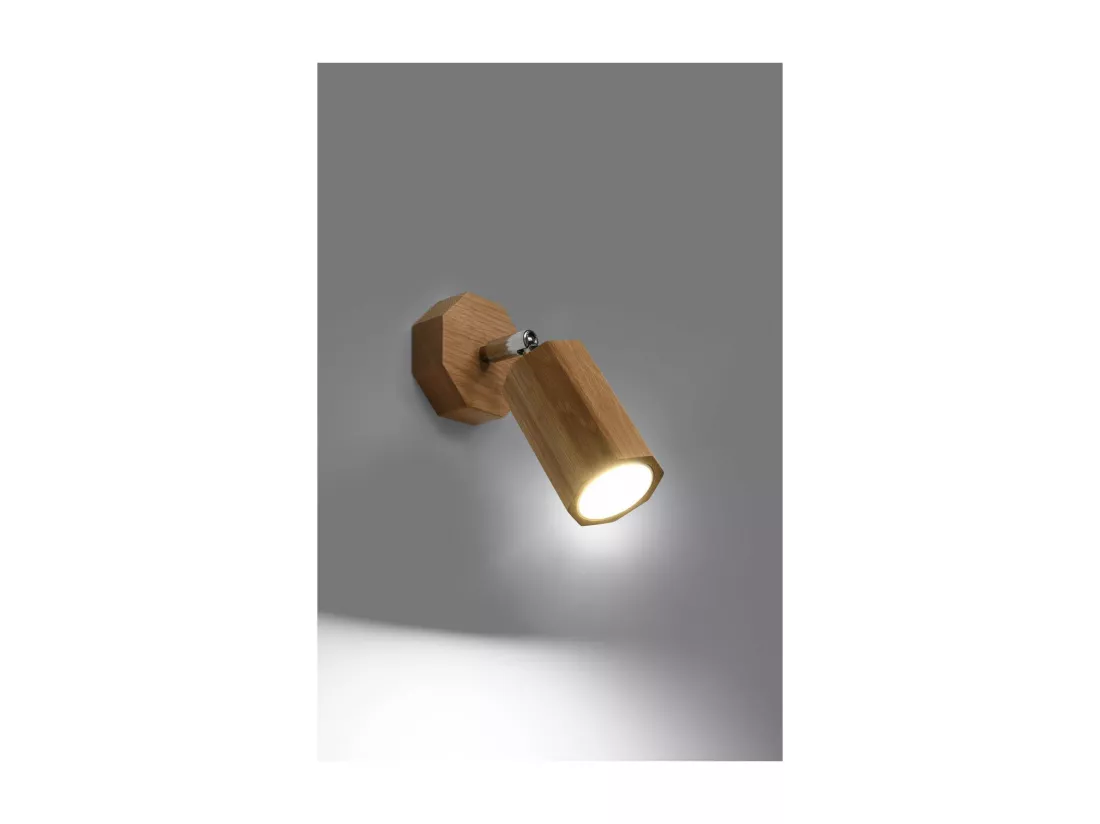 Sollux Lighting Zeke Spot simple octogone en chêne bois, 1x GU10