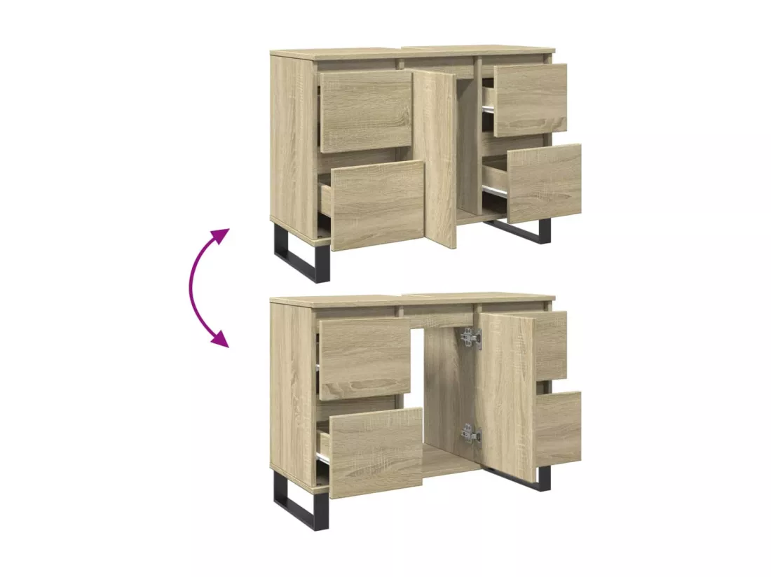 Armoire salle de bain chêne sonoma 80x33x60cm bois d'ingénierie