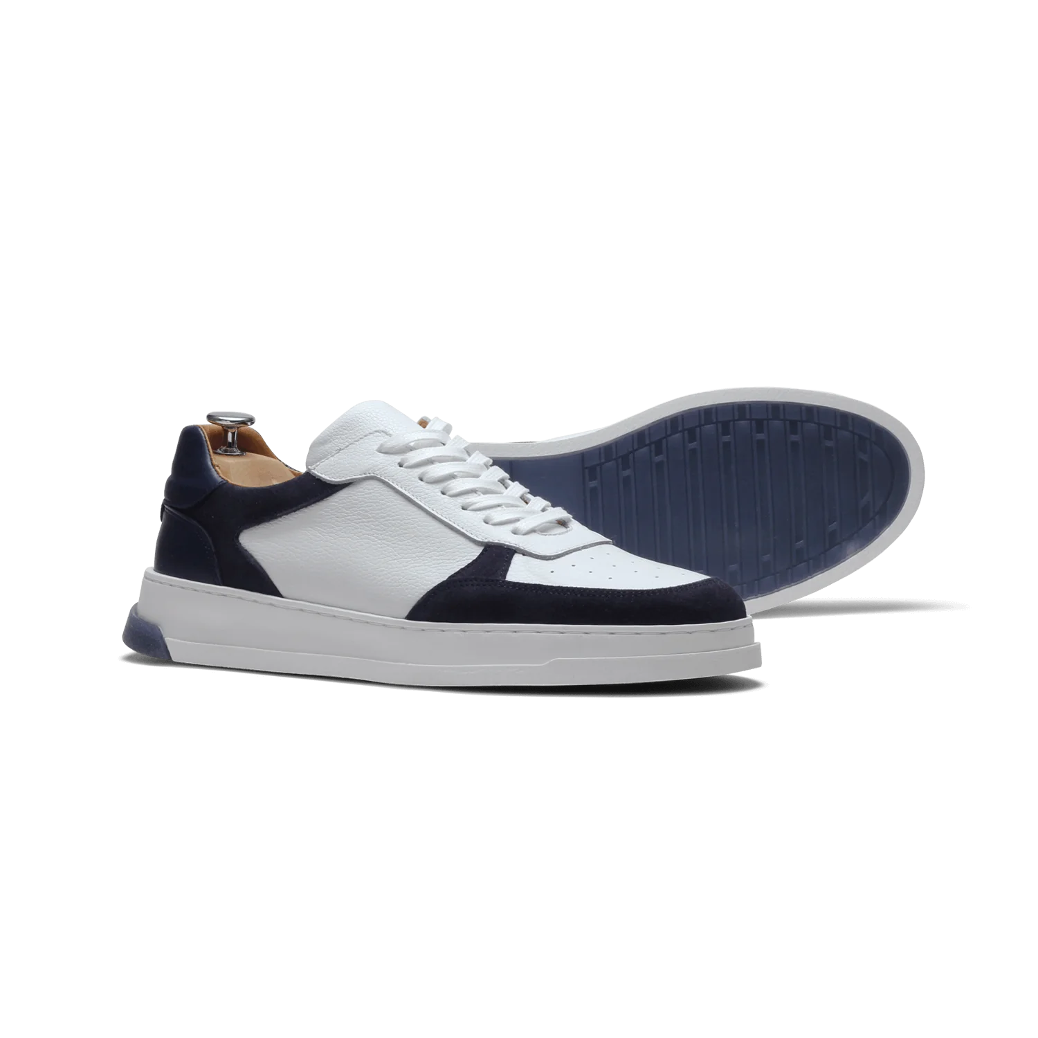 Dutone-Sneakers / Basket en cuir blanc marine