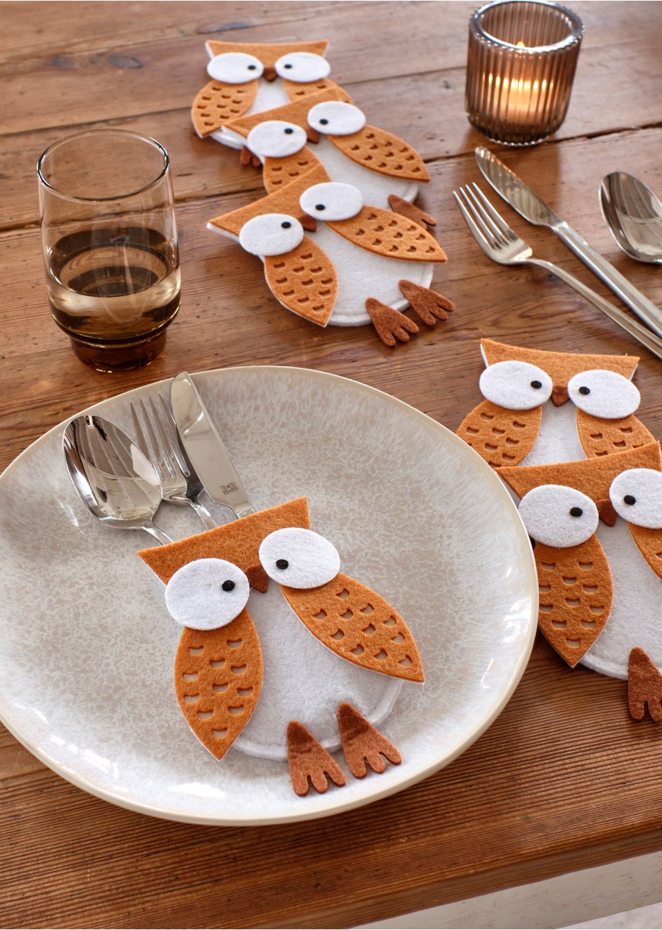 Lot de 6 porte-couverts en forme de hibou