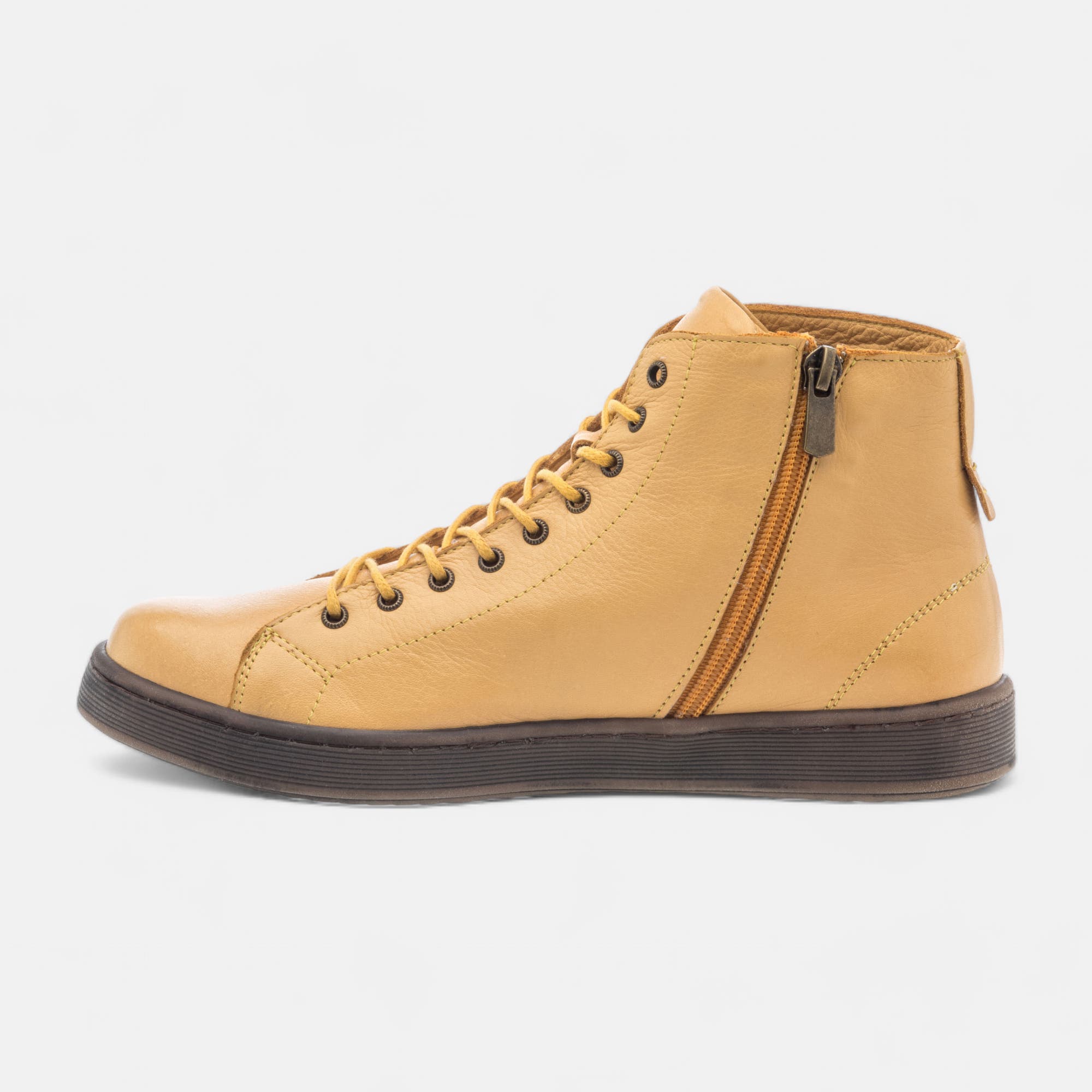 Baskets hautes Femme en cuir jaune