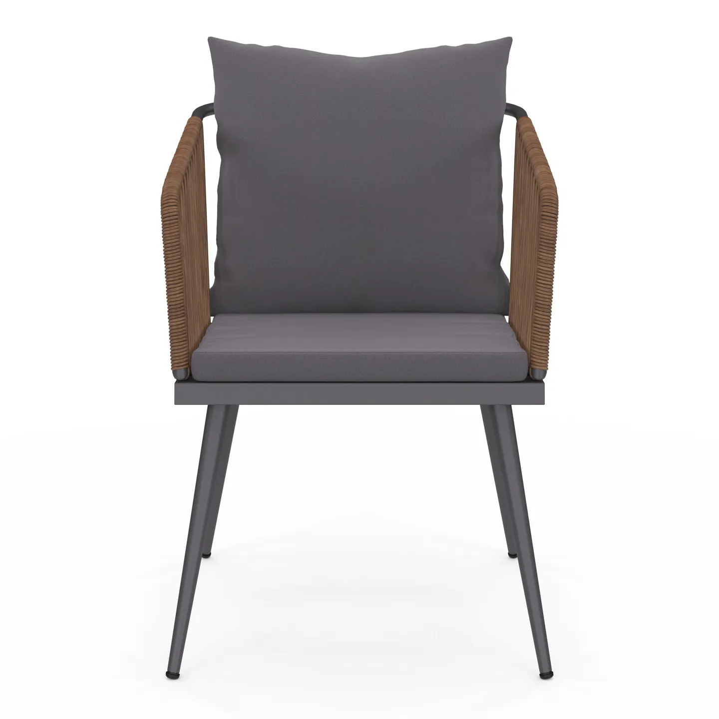 Lot de 2 fauteuils de jardin ARIZONA en métal gris et cordage rotin foncé