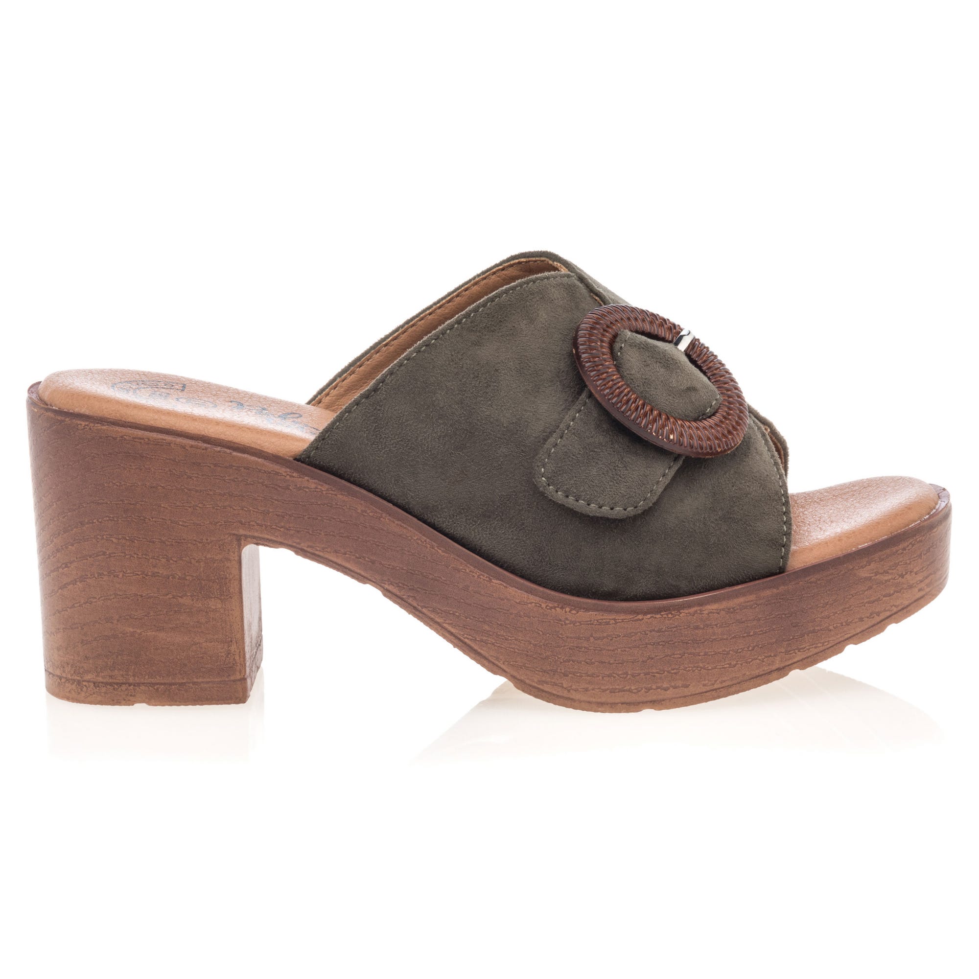 Mules à talon Femme kaki