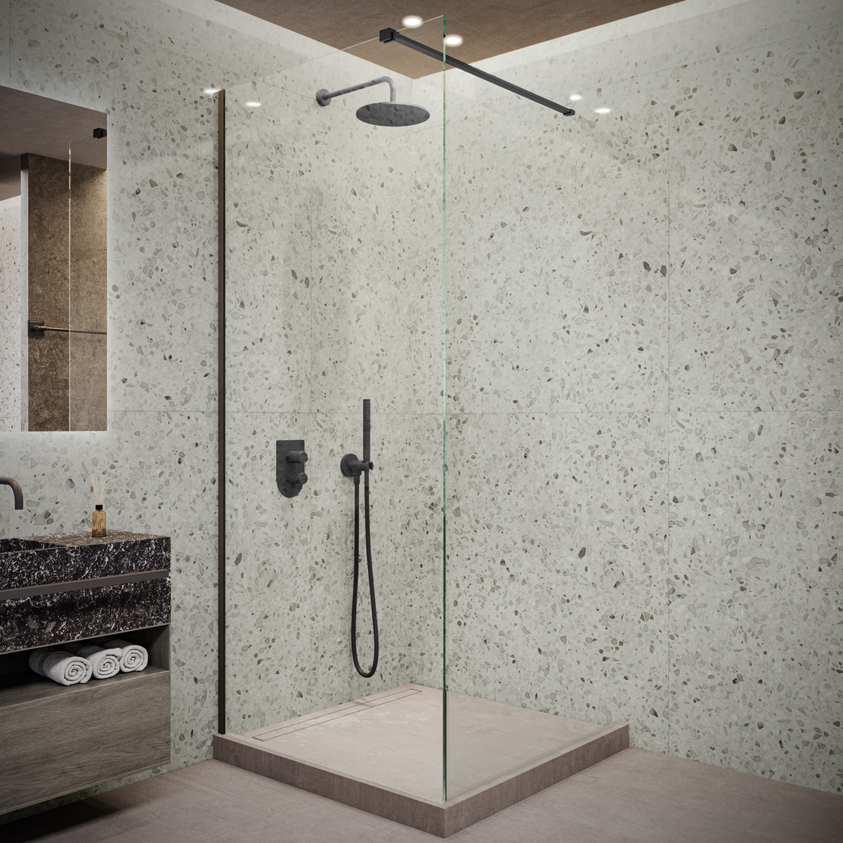 Saniclear Redro douchewand 120cm anti-kalk 8mm zwart