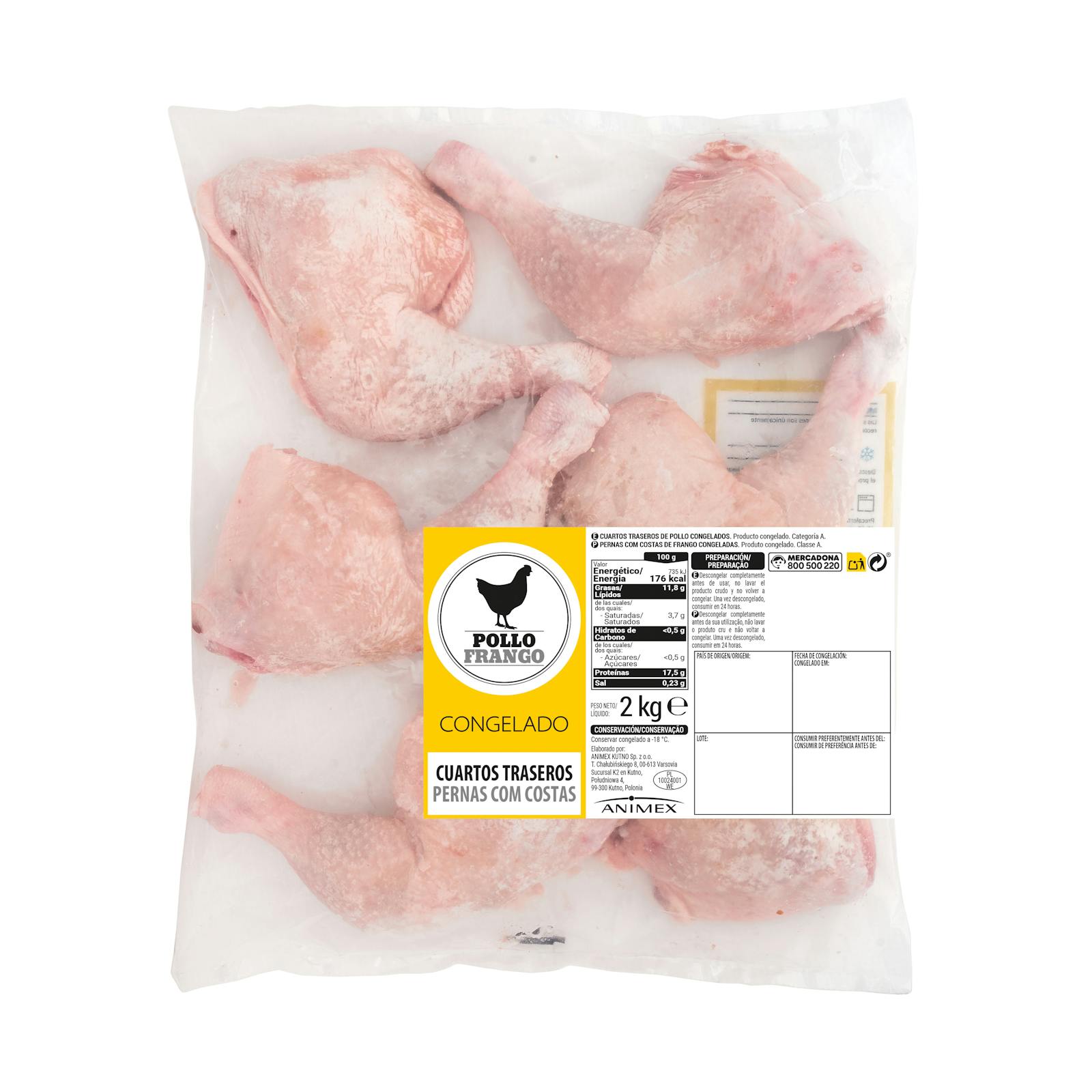 Quartiers arrière de poulet congelés