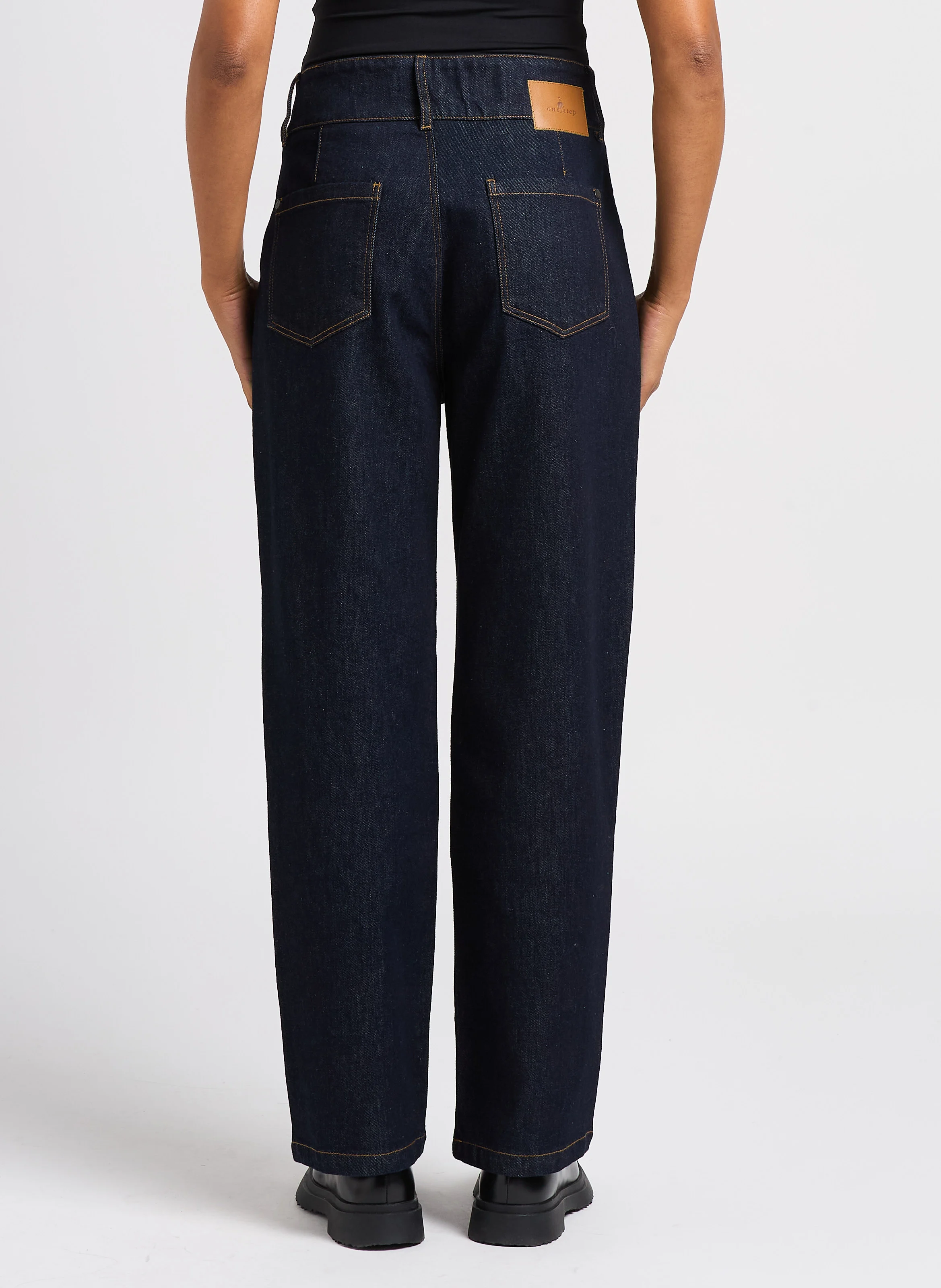 LE JILL - Jean large taille haute en coton stretch| Bleu