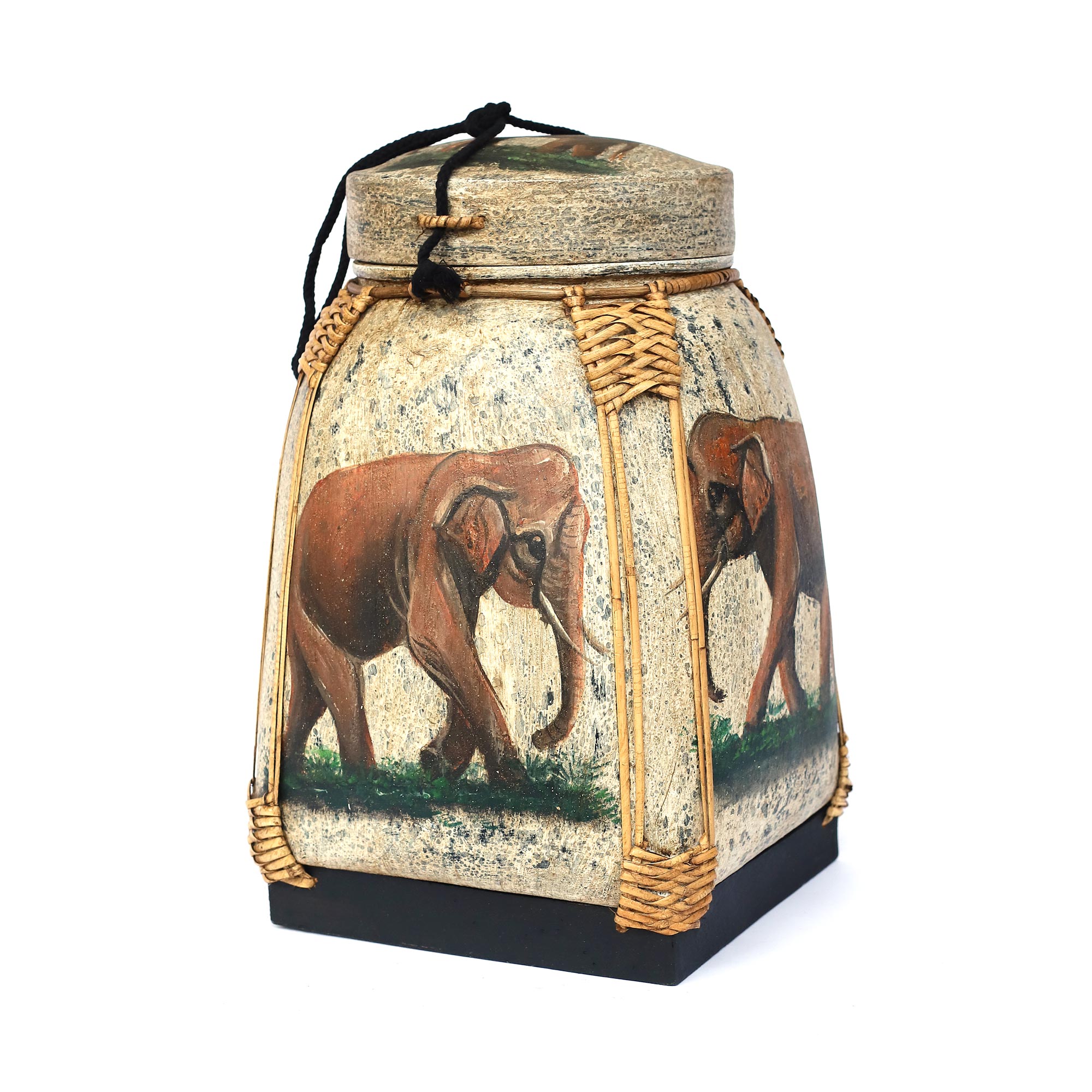 Reisdose aus Bambus, 'Elefant', multicolor, B 25 cm, H 45 cm, T 25 cm von fischer's lagerhaus