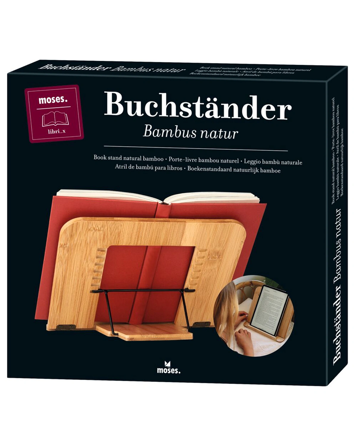 Buchständer LIBRI_X aus Bambus