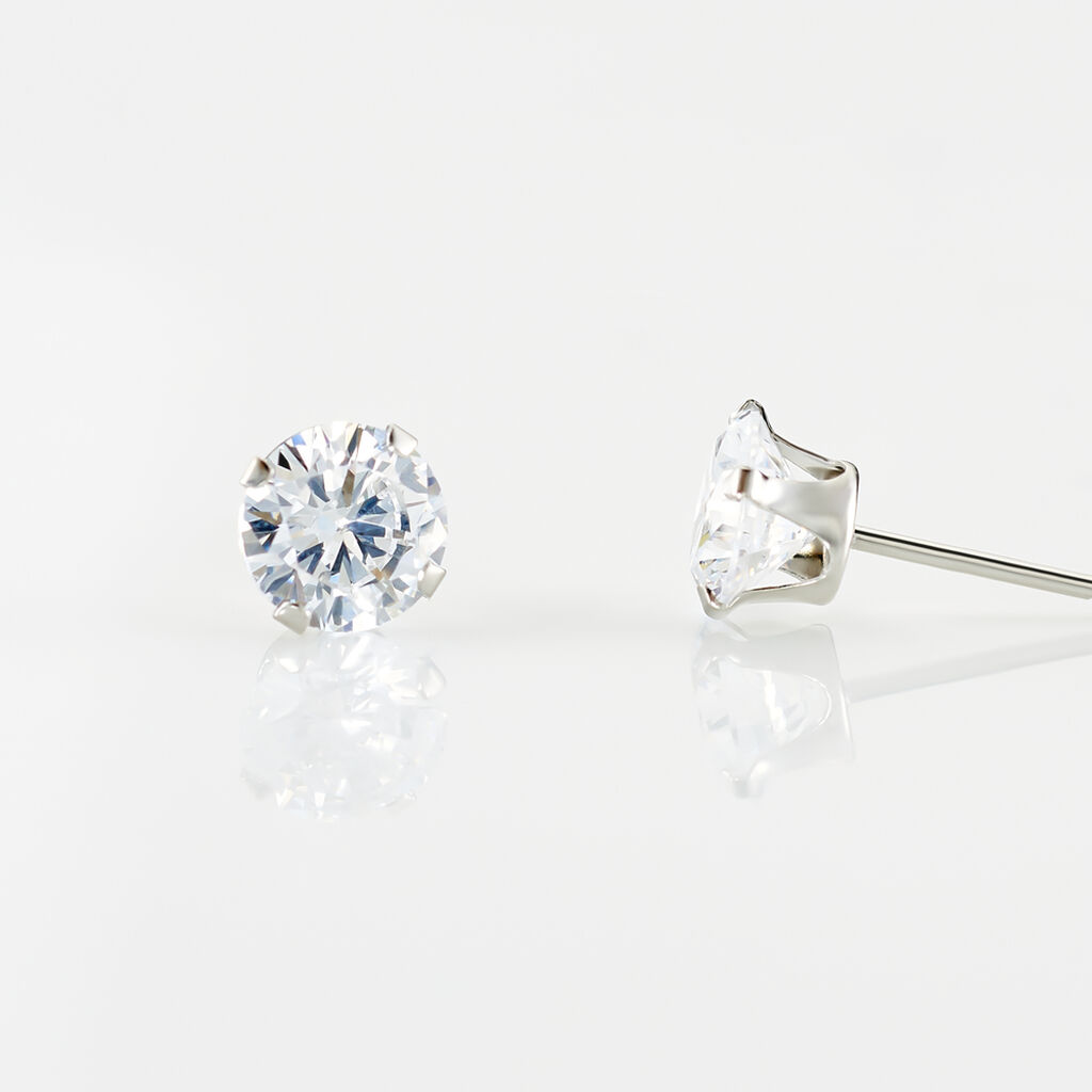 Boucles D'oreilles Puces Eddie Or Blanc Oxyde De Zirconium