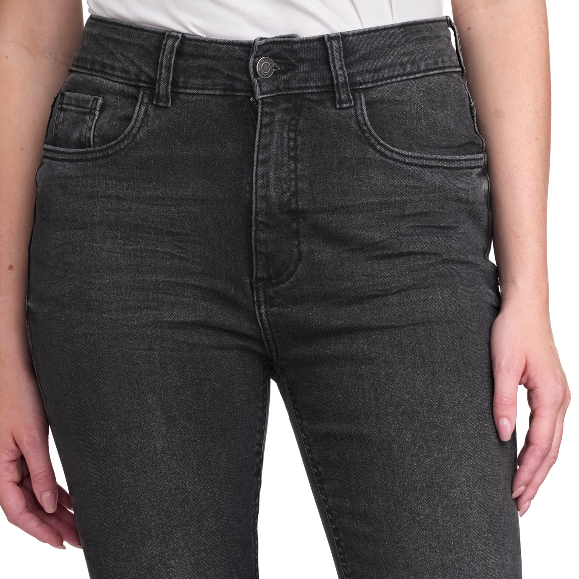 Jonas Nielsen Damen Skinny Jeans mit Used-Waschung grau