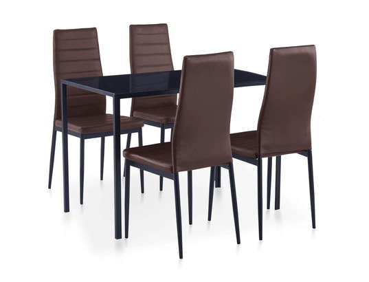VIDAXL - Ensemble table et chaises Ensemble de salle à manger 5 pcs marron