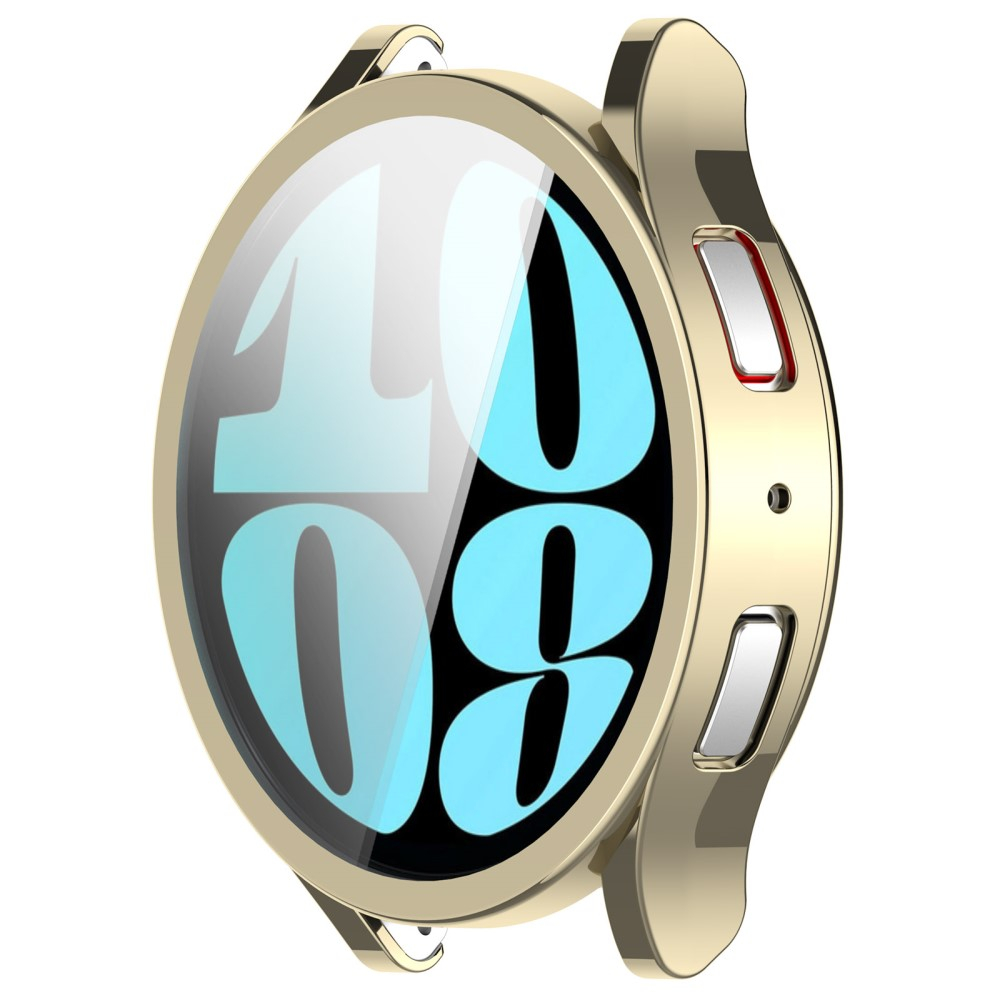 Samsung Galaxy Watch 6 (40mm) Galvanisierte Gummi Bumper Hülle mit Schutzfolie - Gold