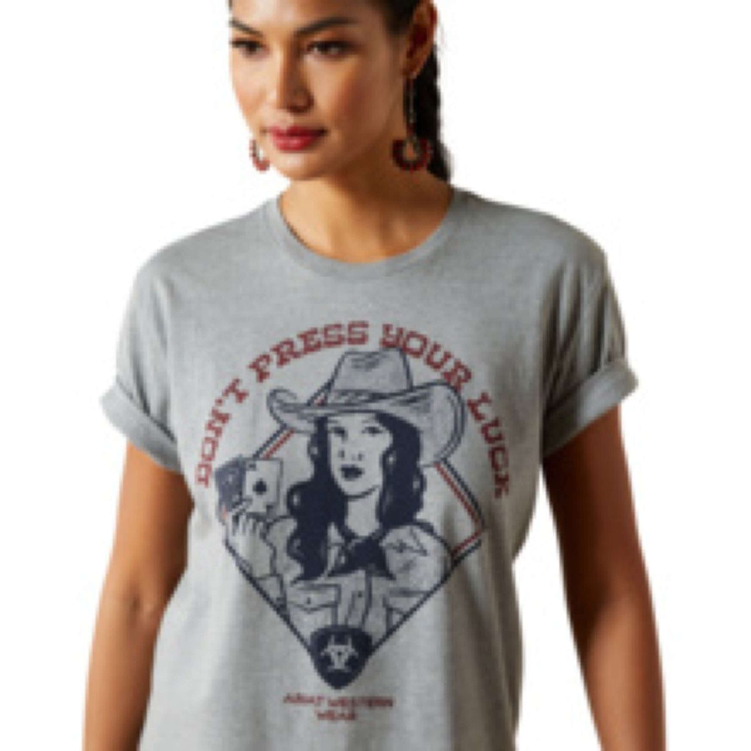 Ariat T-Shirt Don't Press Your Luck Dames Ice Blue