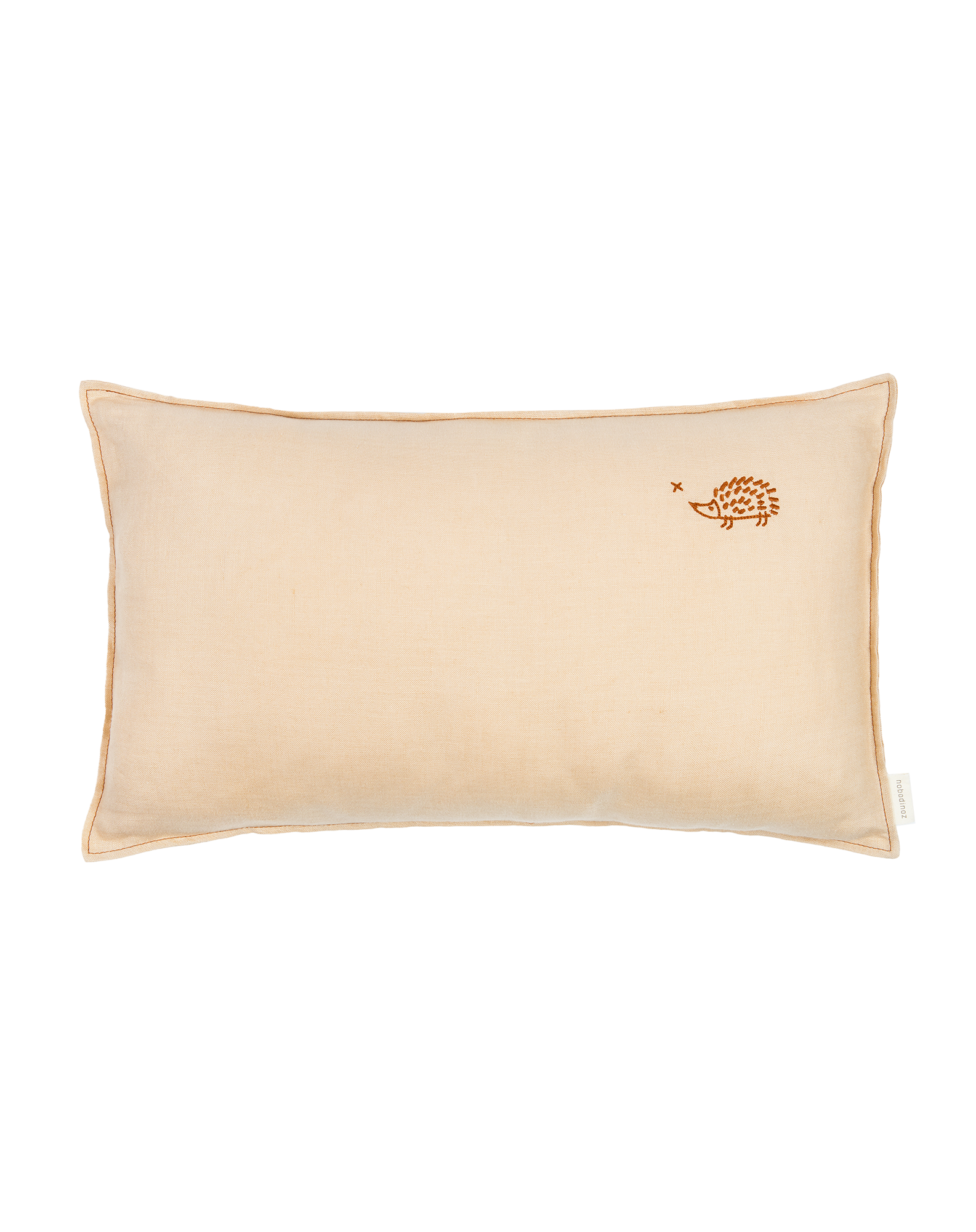 Coussin rectangulaire brodél1n0 en lin français lavé | Beige