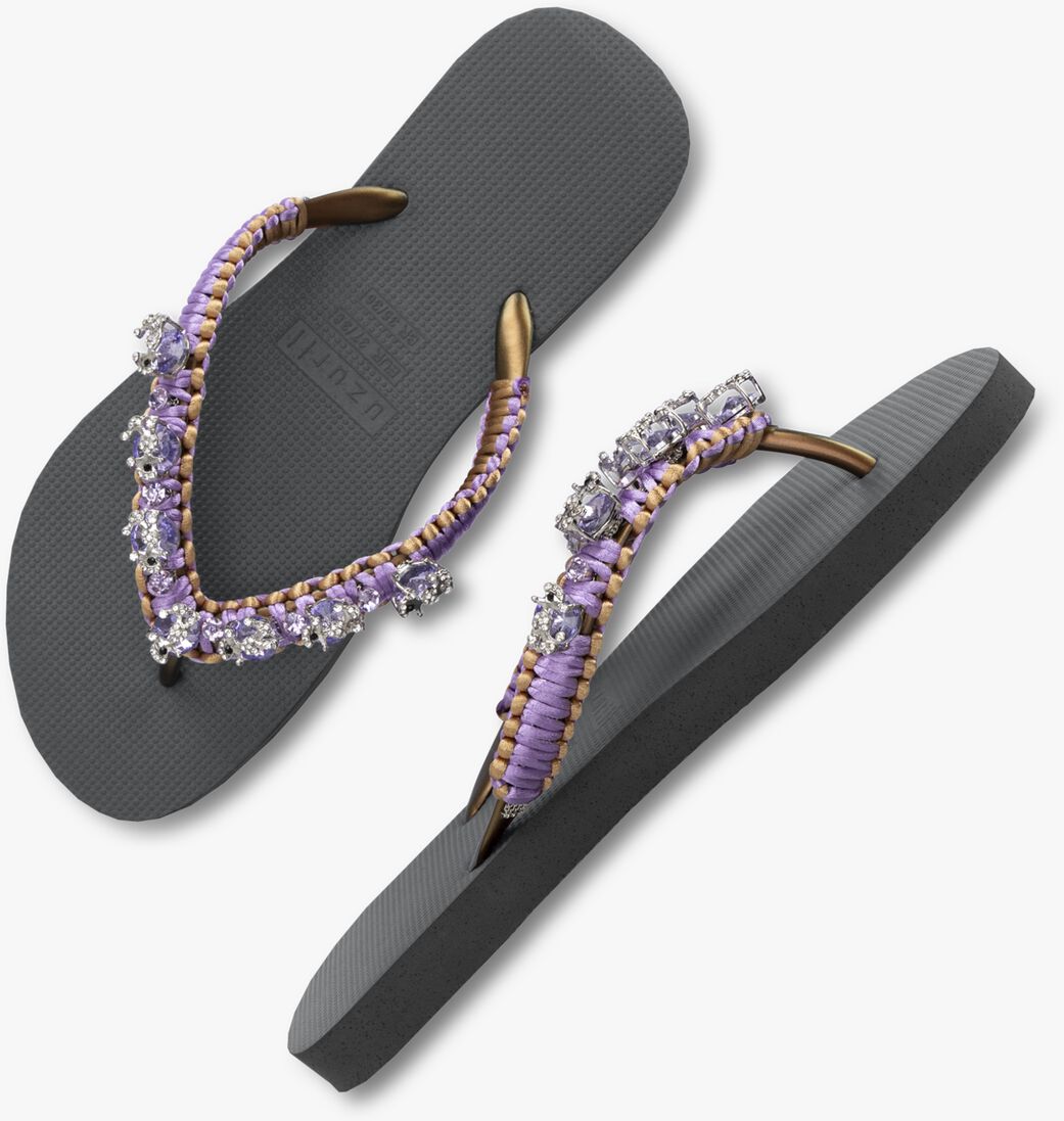 UZURII zilveren uzurii teenslippers marcrame poodle doodle