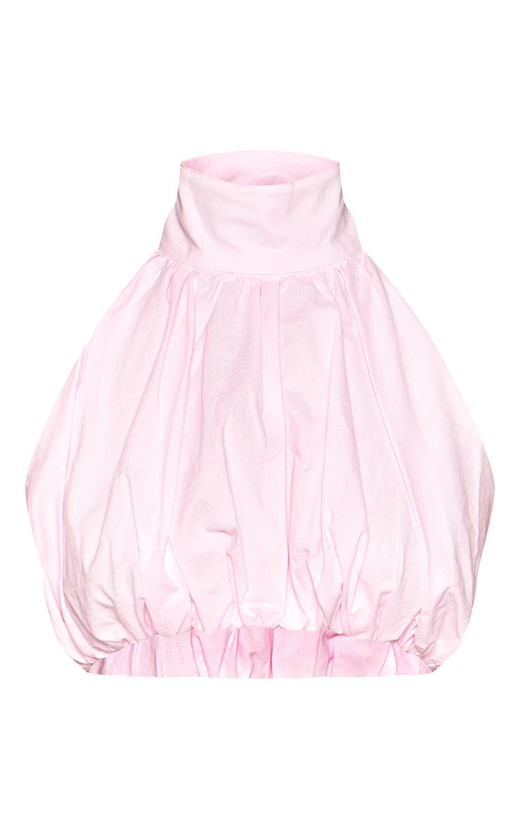 Rose Bébé Top Court Col Haut Bouffant En Lin Petite Coordonné