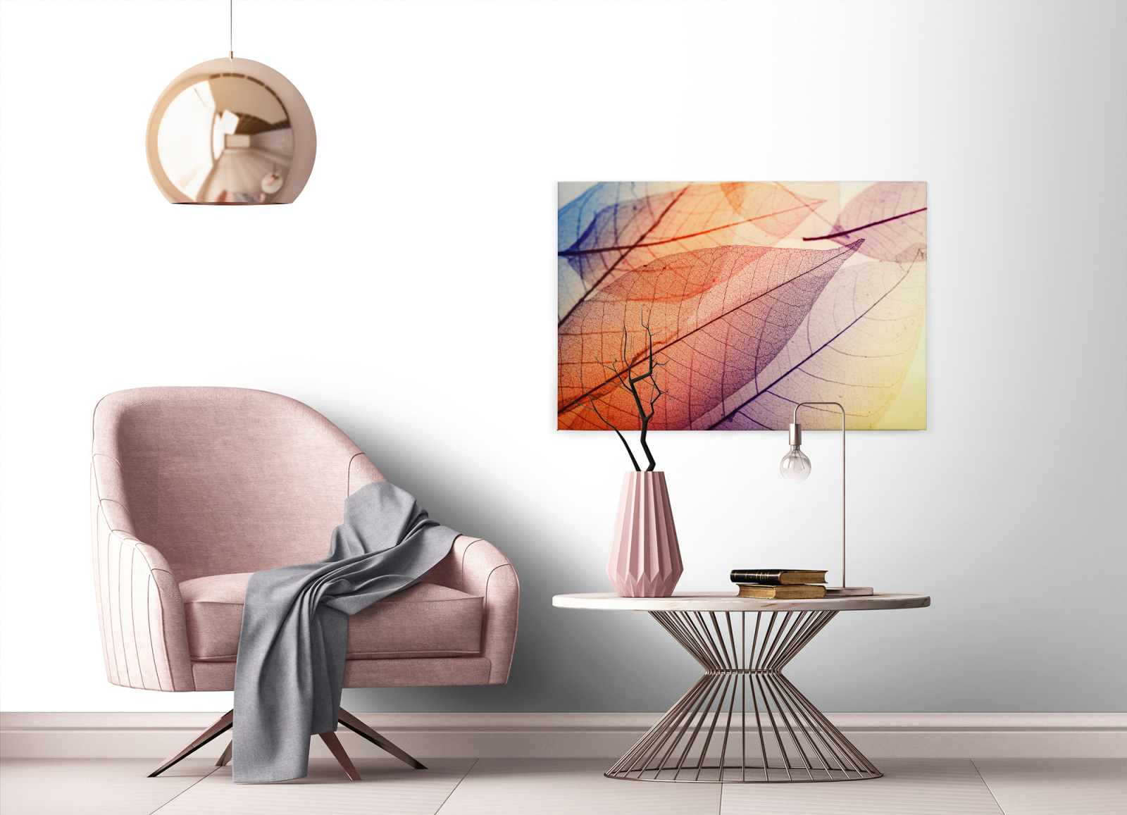 Leinwandbild BLATT - orange-gelb - 90x60 cm