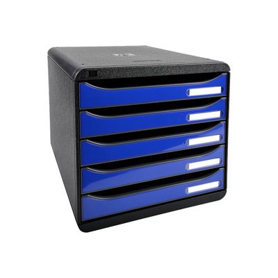 Exacompta BigBox Plus - Module de classement 5 tiroirs - gris/bleu
