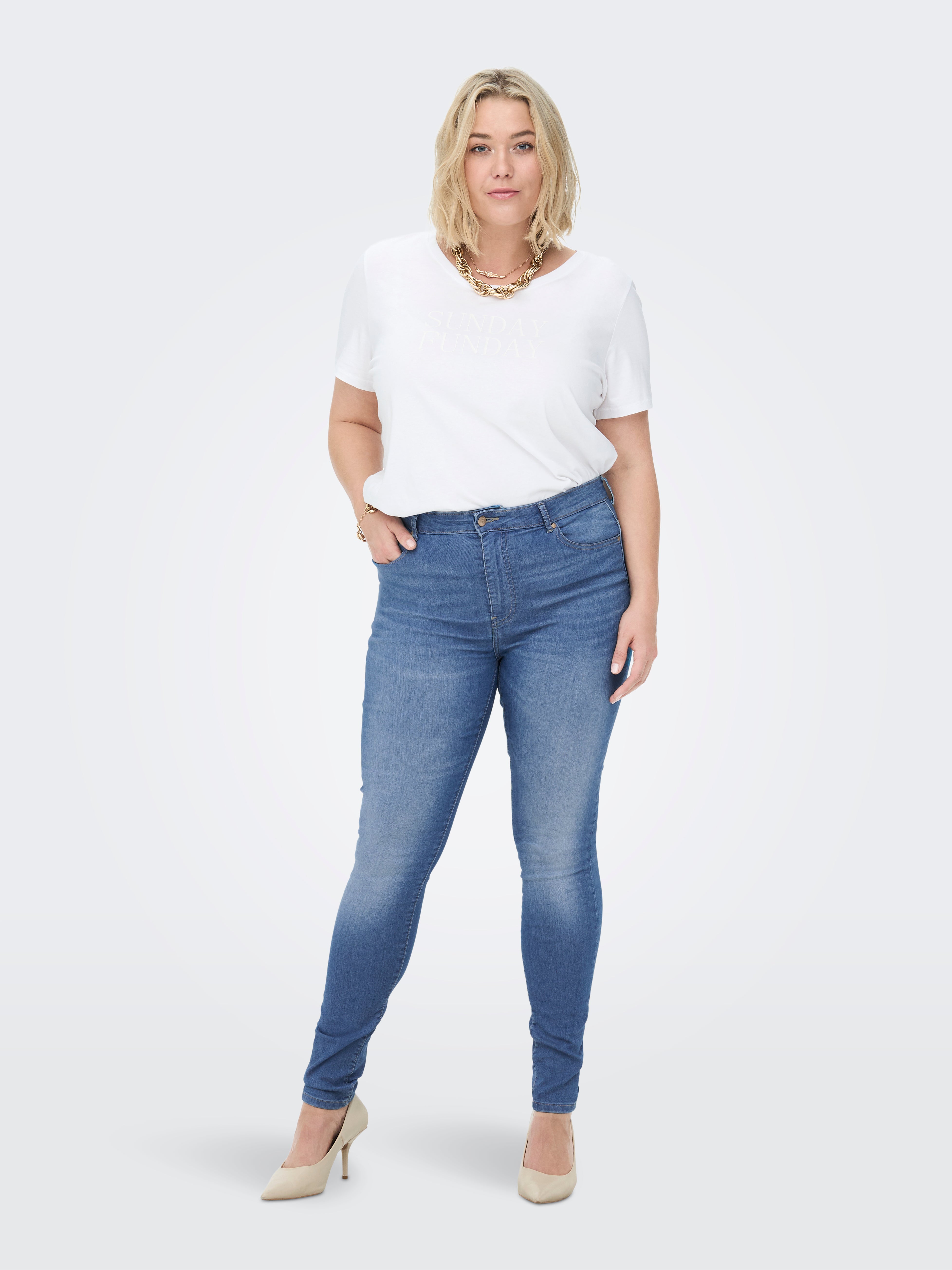 CARFLAKE Hohe Taille Skinny Fit Jeans Medium Blue Denim