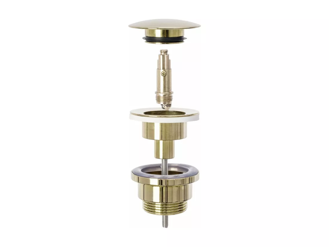 Set De Vasque À Poser Rea Sofia Black + Robinet De Lavabo Lungo Gold High + Bonde Gold