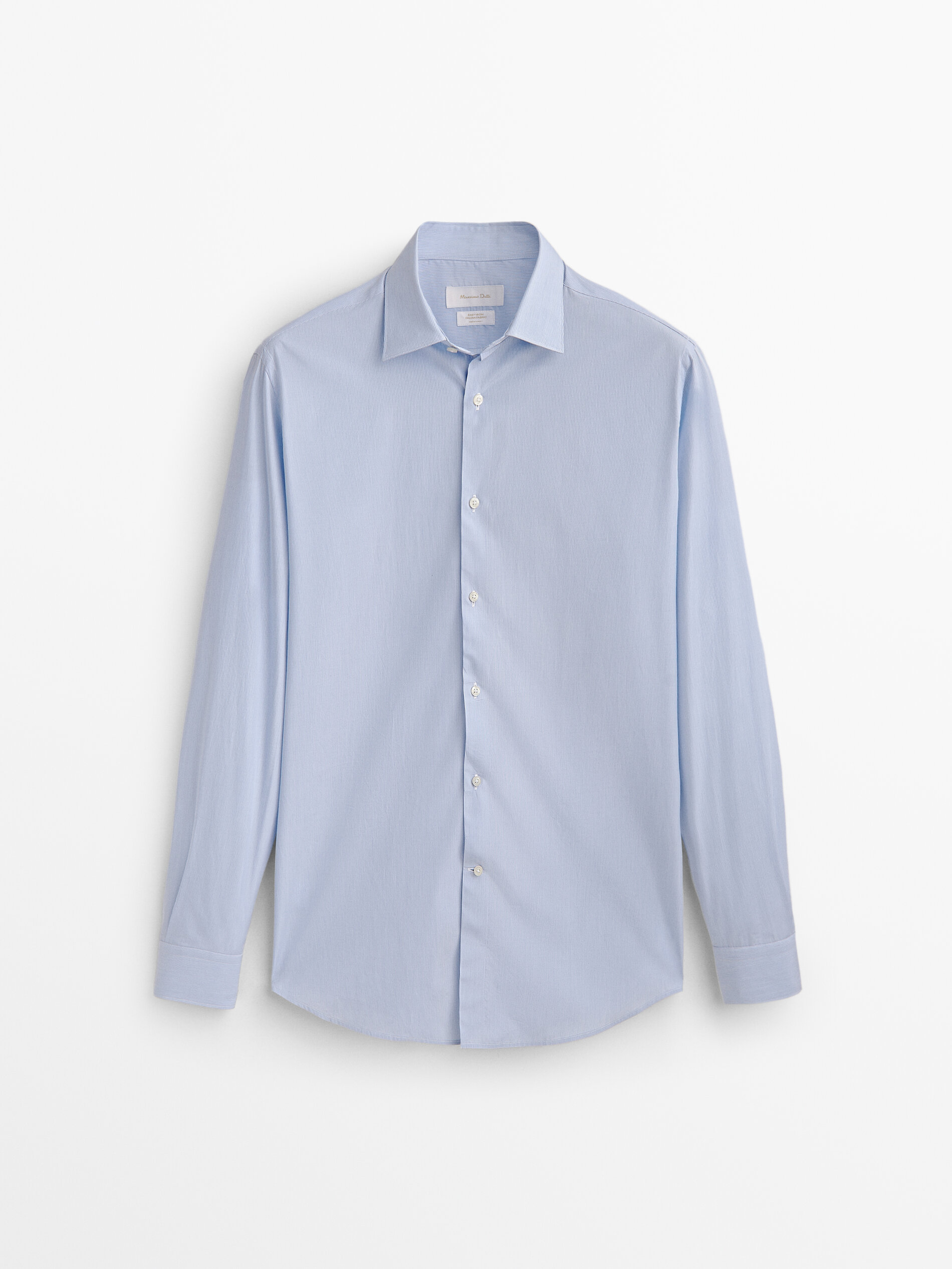 Camisa Rayas de algodão com corte slim - AZUL CLARO