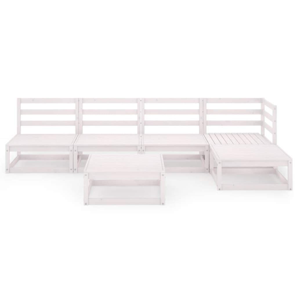Salon de jardin meuble d'extérieur ensemble de mobilier 6 pièces blanc bois de pin massif