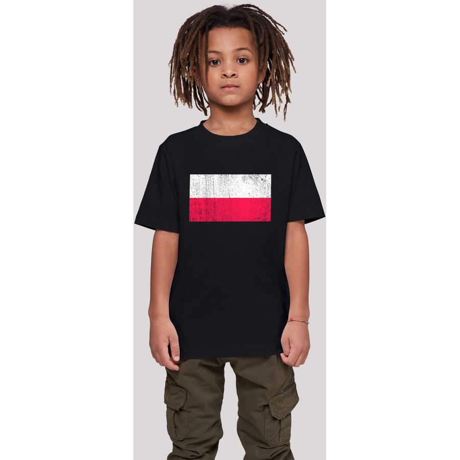 F4NT4STIC T-Shirt Poland Polen Flagge distressed schwarz