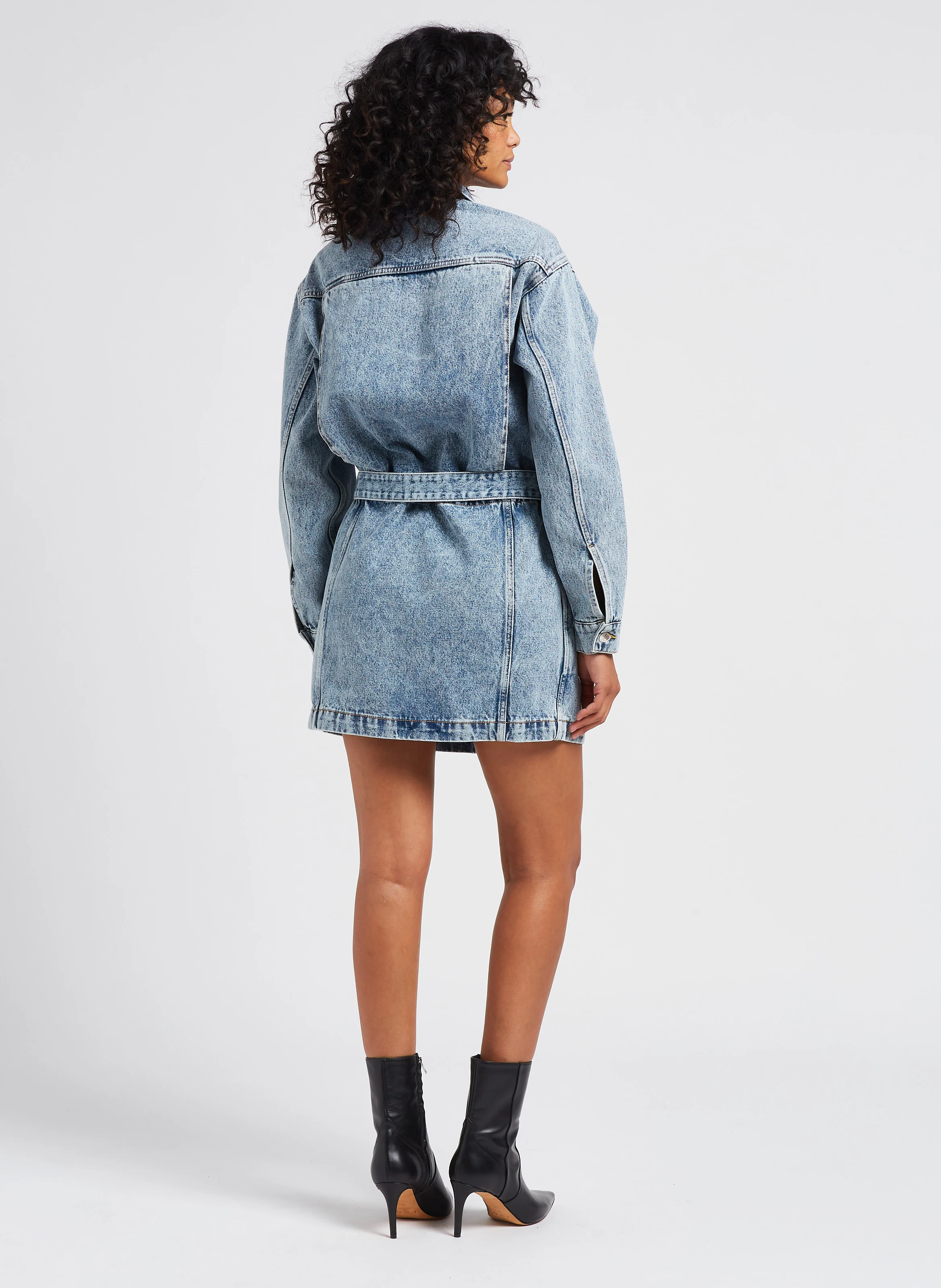 GLACIA - Robe courte droite en jean délavé | Bleu