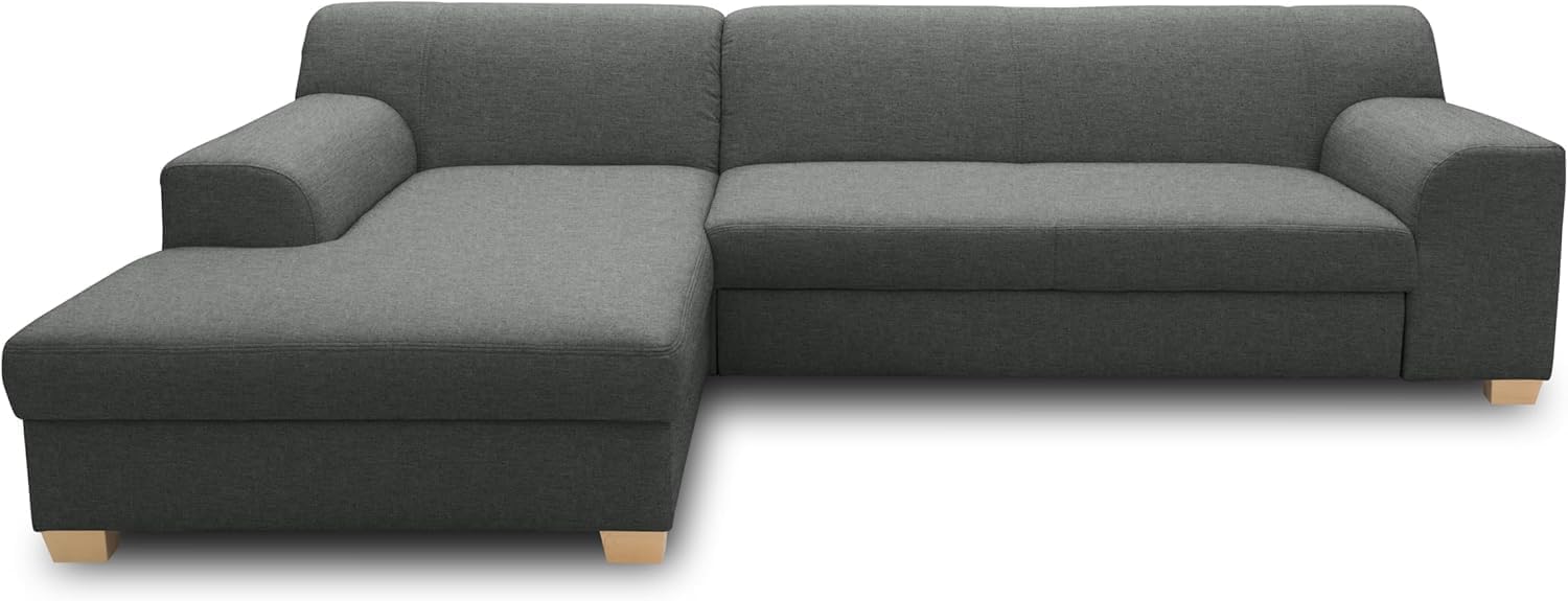 DOMO Collection Ecksofa Tinos, L-Sofa, Eckcouch mit Schlaffunktion, Schlafsofa Couch, L-form, 273 x 157 cm in dunkelgrau