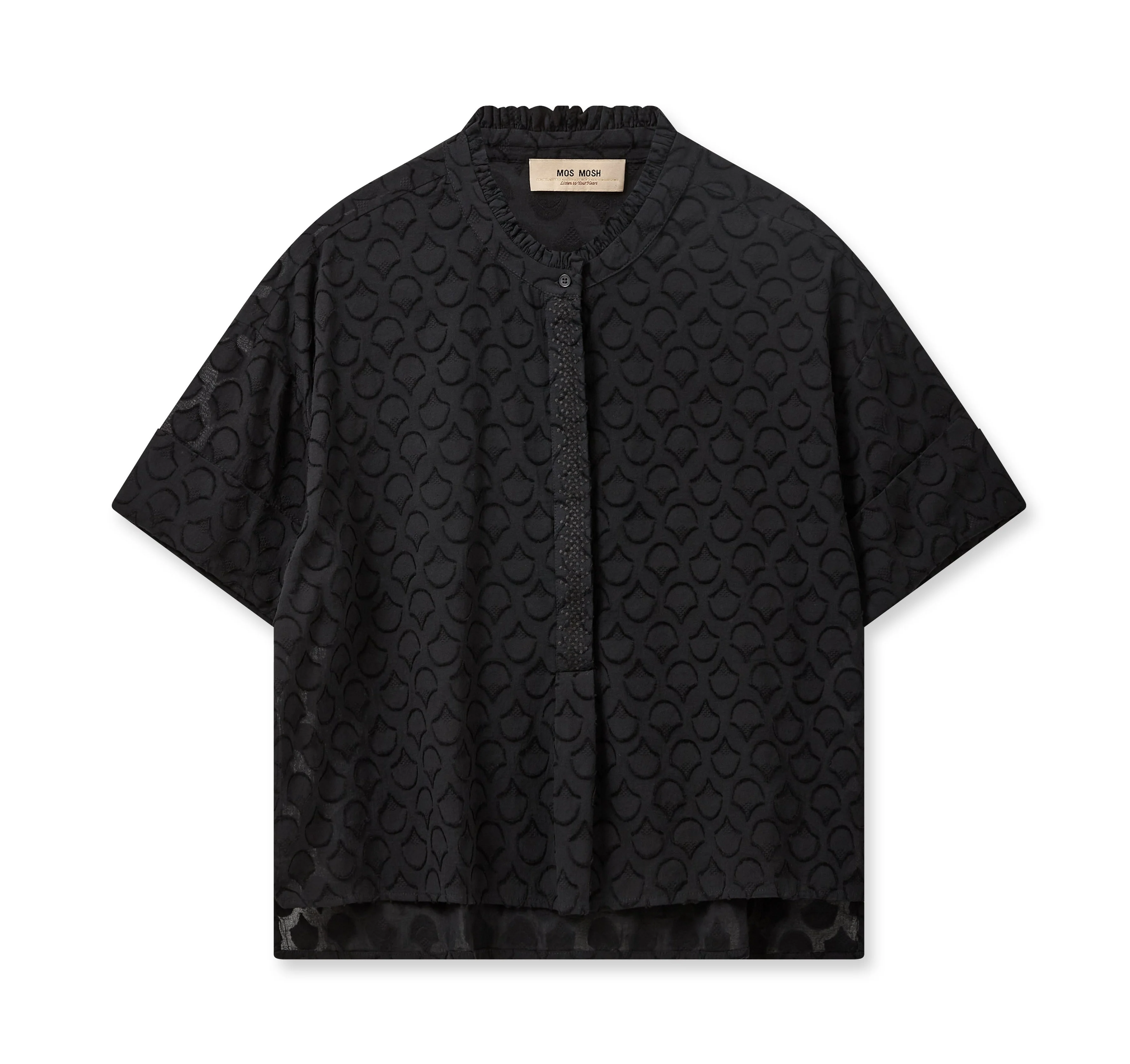 Mos Mosh  Toba Jacquard Voile bluse - sort