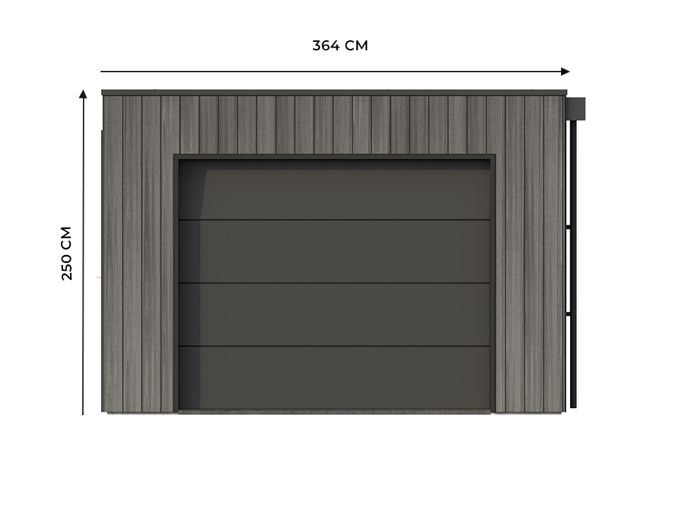 Garage bois composite silverstone - bardage couleur ardoise - surface : 20m² - porte sectionnelle motorisée - 2 télécommandes
