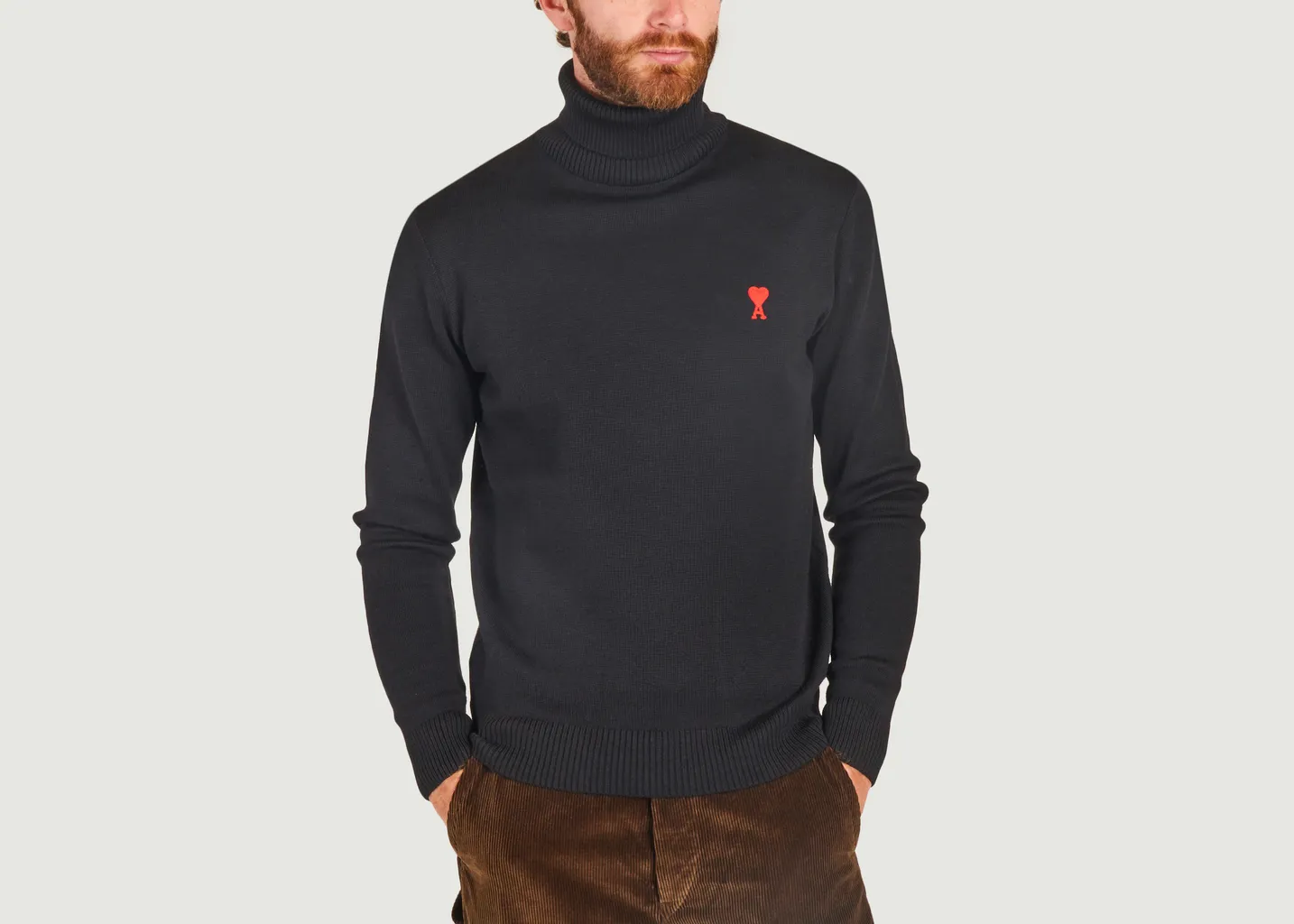 Pull col roulé en laine AMI Paris