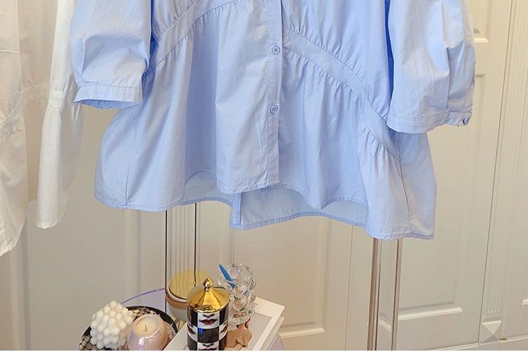 Cossita - Blouse met asymmetrische ruches en elleboogmouwen