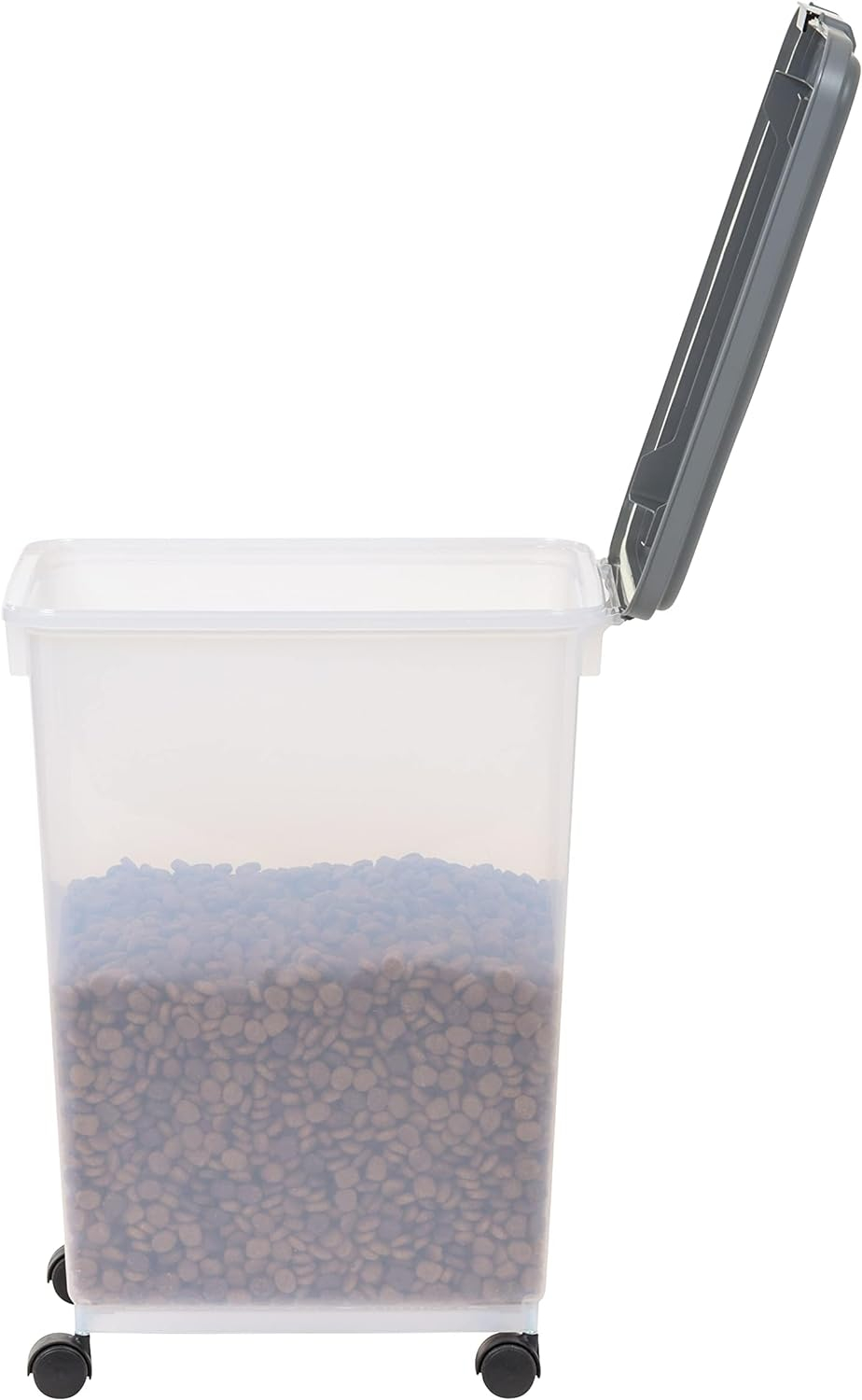 (2er Set) Tierfutter Behälter mit Rollen Trockenfutter Aufbewahrungs Box Leckerli Frischhalte Dose - Transparent