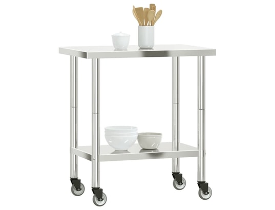 VIDAXL - Mobilier de cuisine Table de travail de cuisine avec roues 82,5x55x85 cm inox