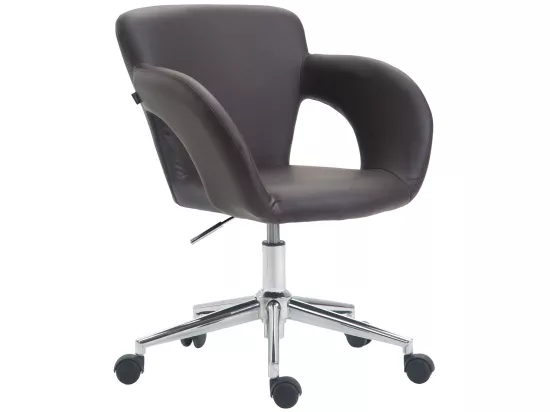 Chaise de bureau - Similicuir & Métal chromé - Marron - Edison