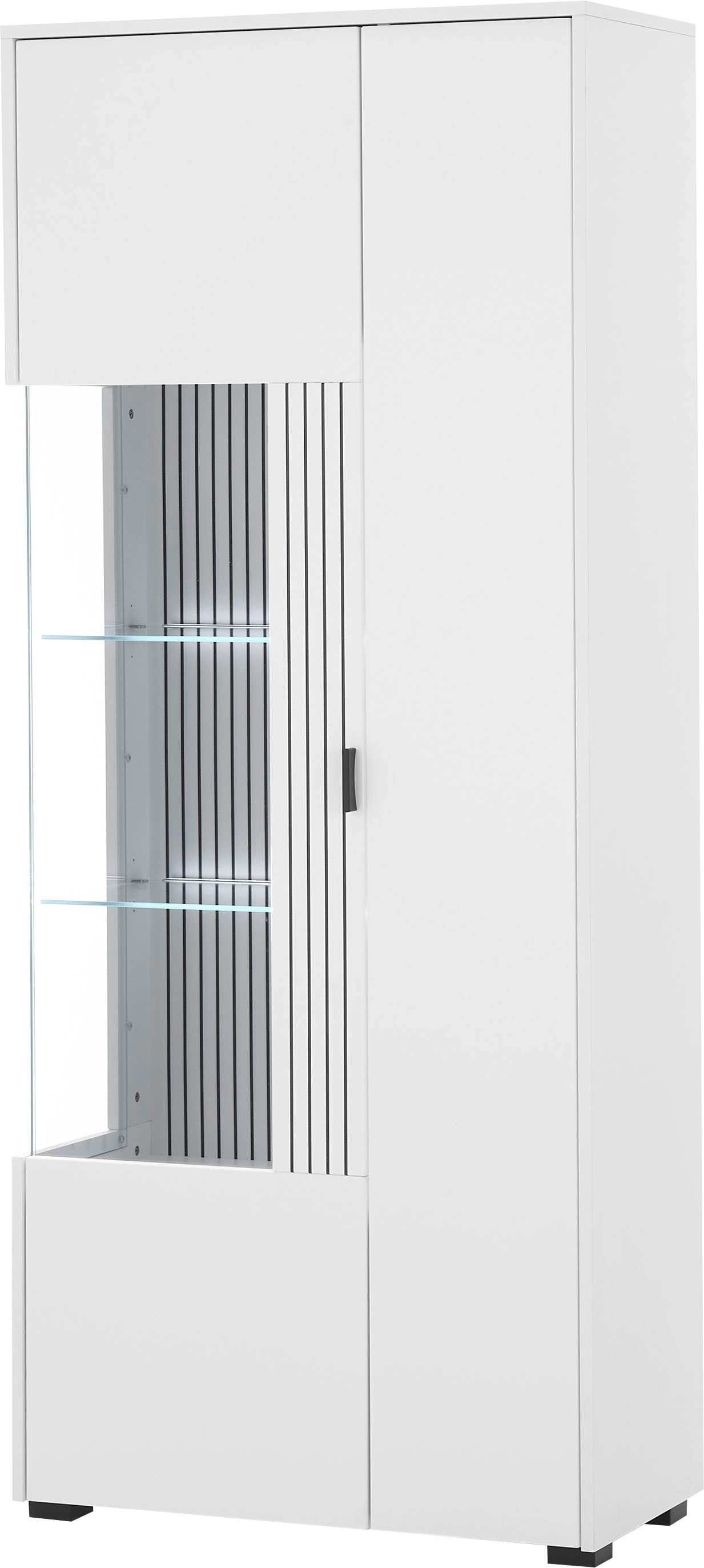 INOSIGN Vitrine »Hudson, Stauraumvitrine« in moderner Trendfarbe, Griffe aus Metall (Schwarz), Höhe 180 cm