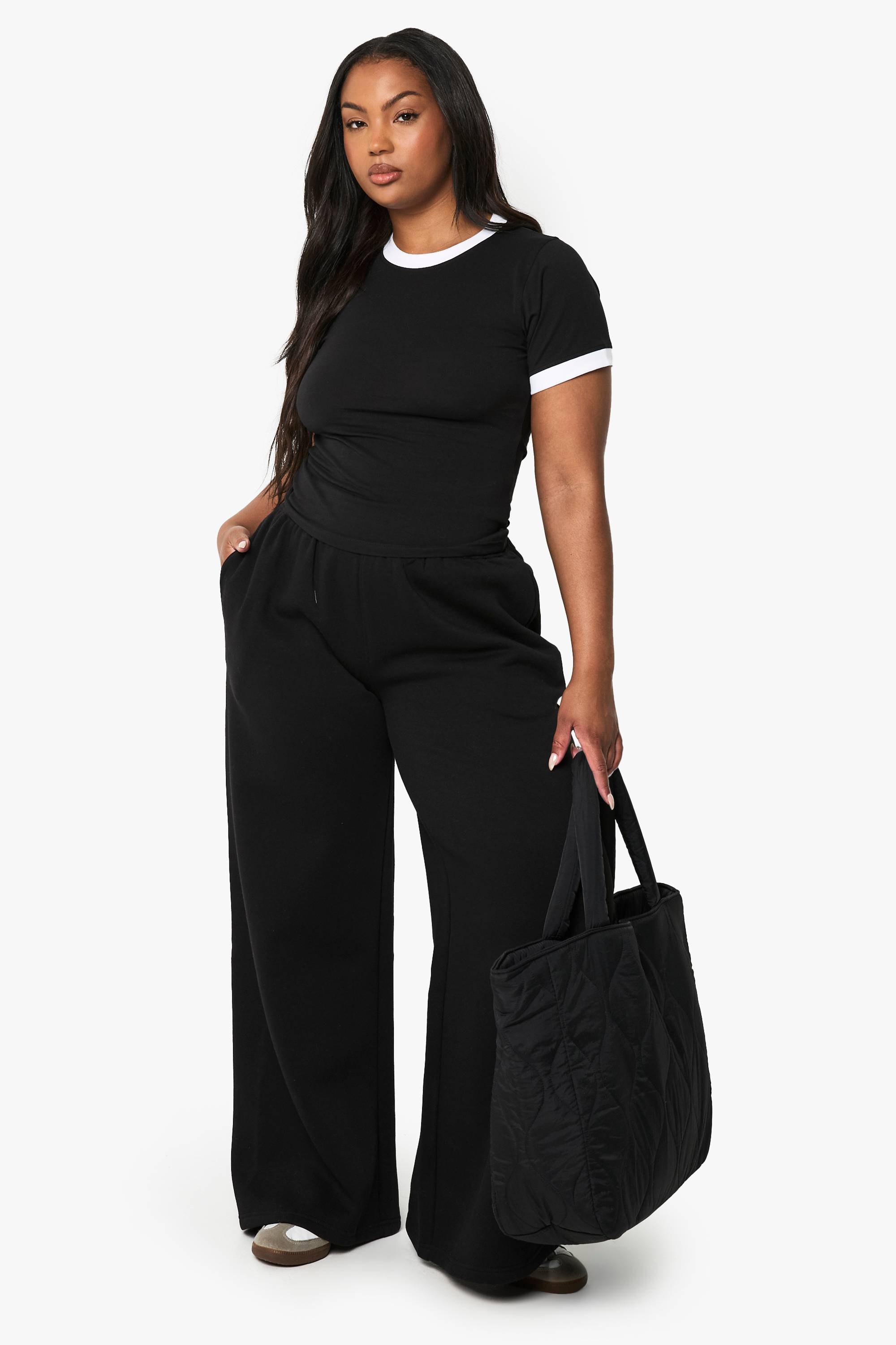 boohoo T-shirt ringer ajusté Plus aux bords contrastés