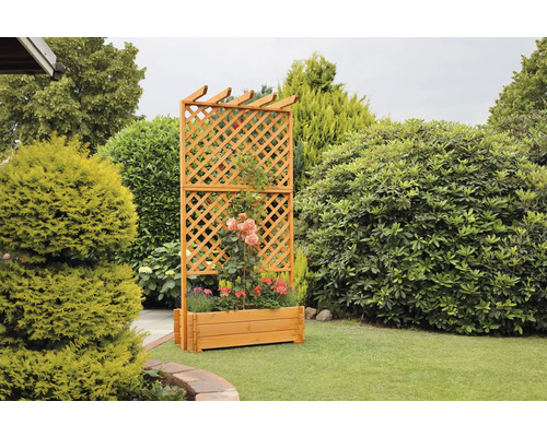 Bloembak met trellis promadino hout 102 x 65 x 200 cm bruin