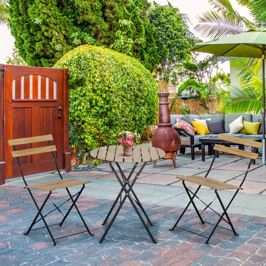 Outsunny Gartenmöbel-Set mit Klappfunktion natur
